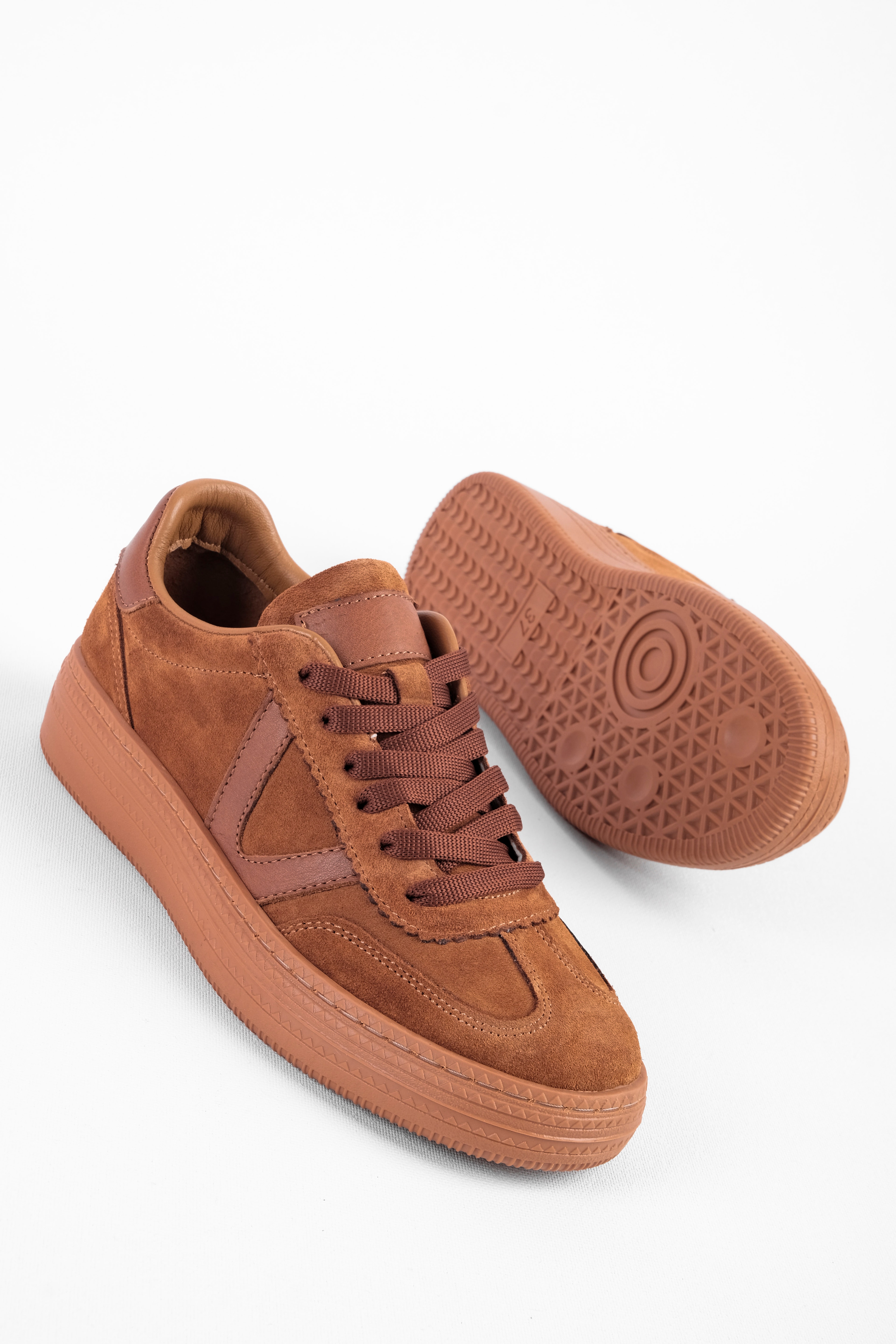 Violeta Kadın Hakiki Deri Nubuk Bağcıklı Günlük Ayakkabı 4269 - Taba