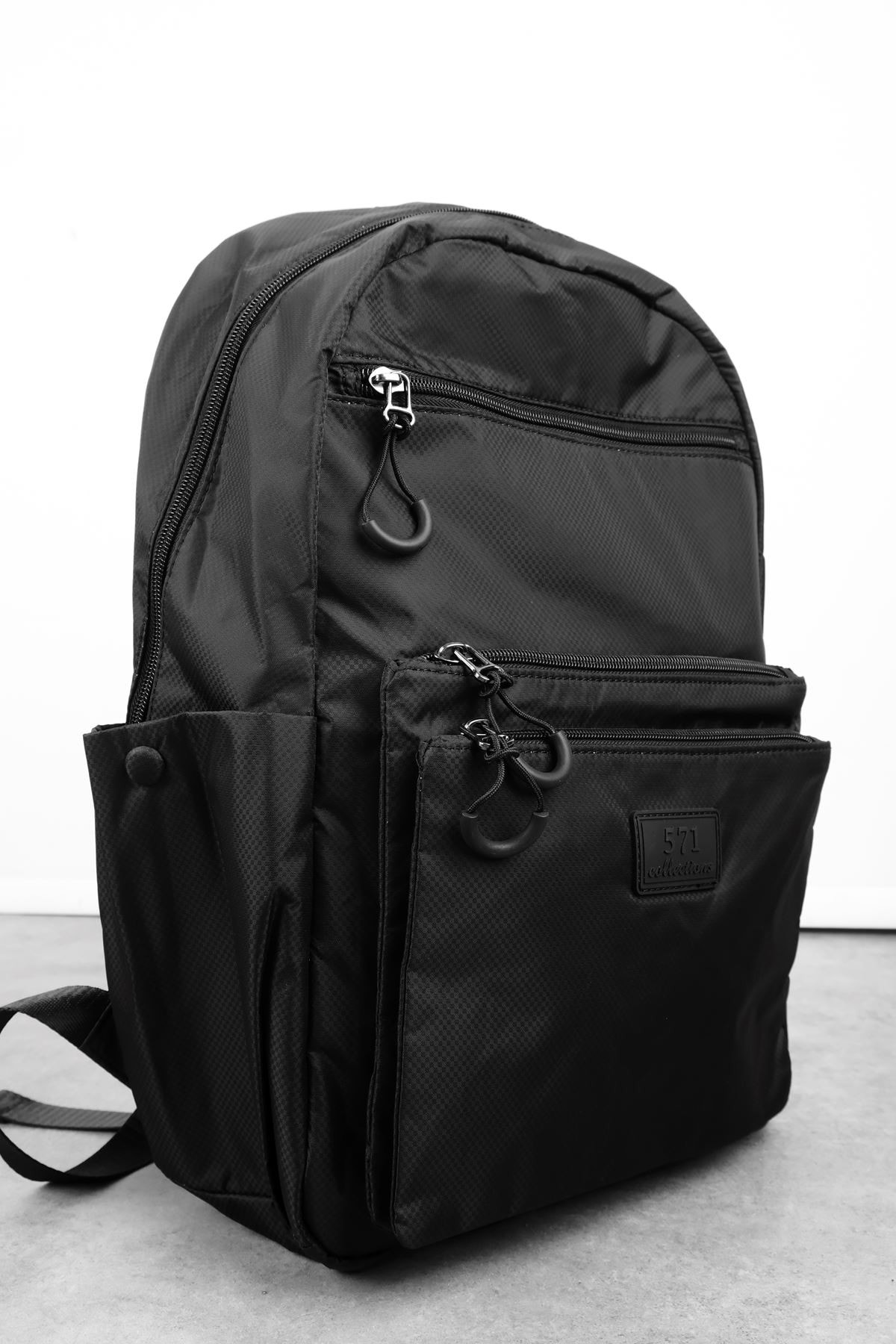 Unısex Çok Gözlü Orta Boy Sırt Çantası (571-13-9B) 2852 - siyah