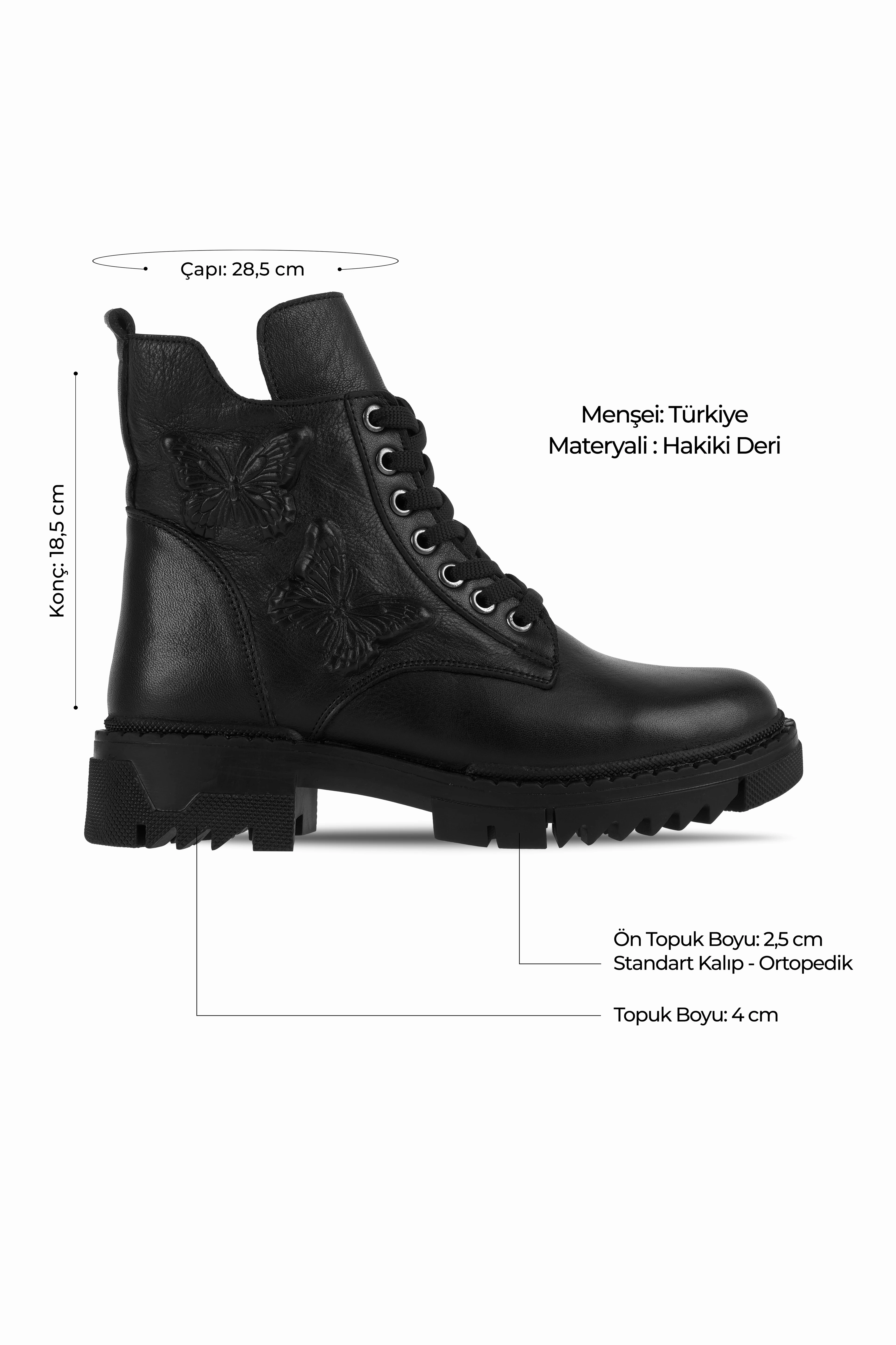 Eldon Kadn Hakiki Deri Kelebek Kabartma Detaylı Postal (B4246)