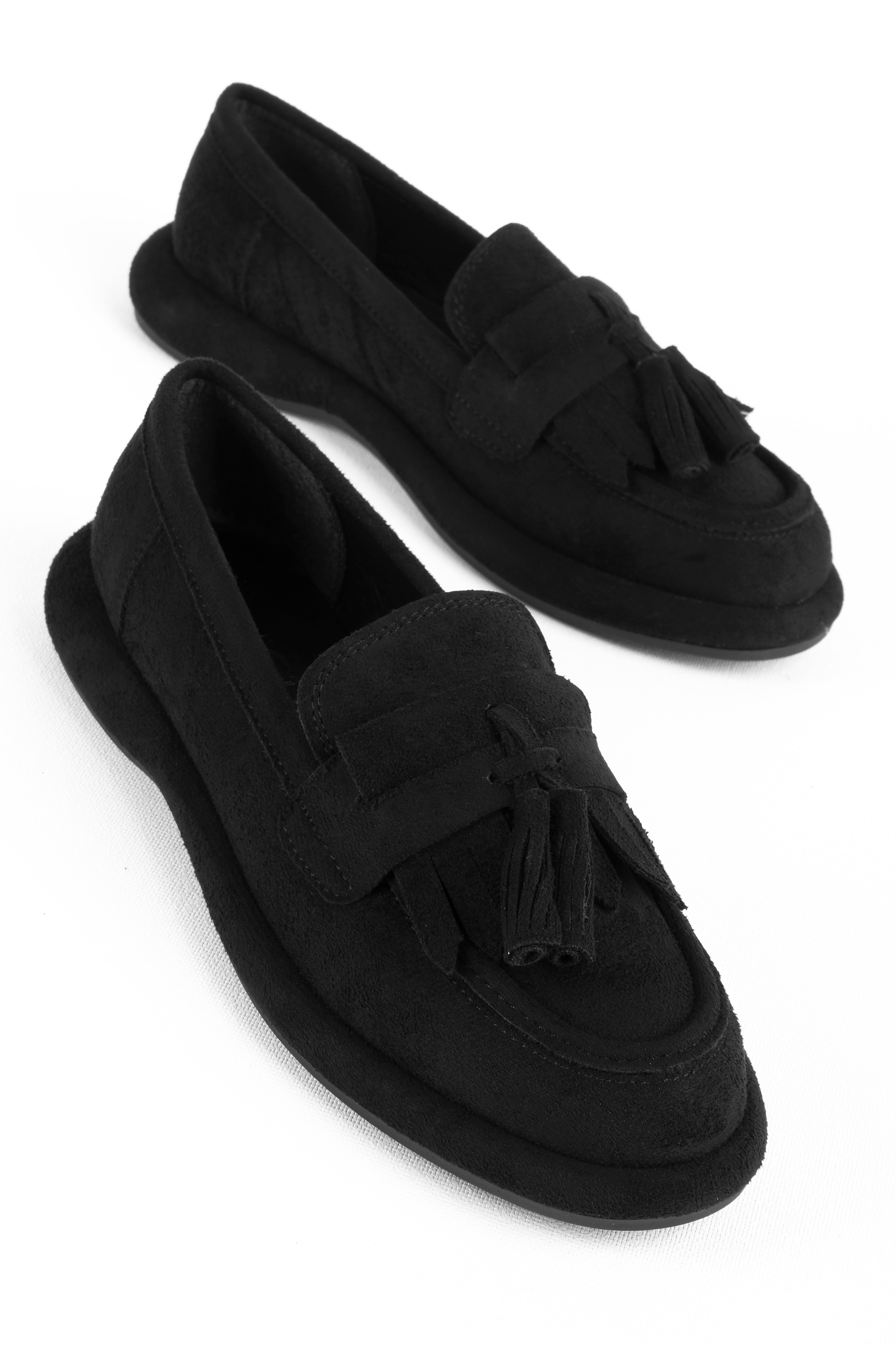 Shoulder Kadın Süet Püskül Detaylı Loafer Ayakkabı b4249