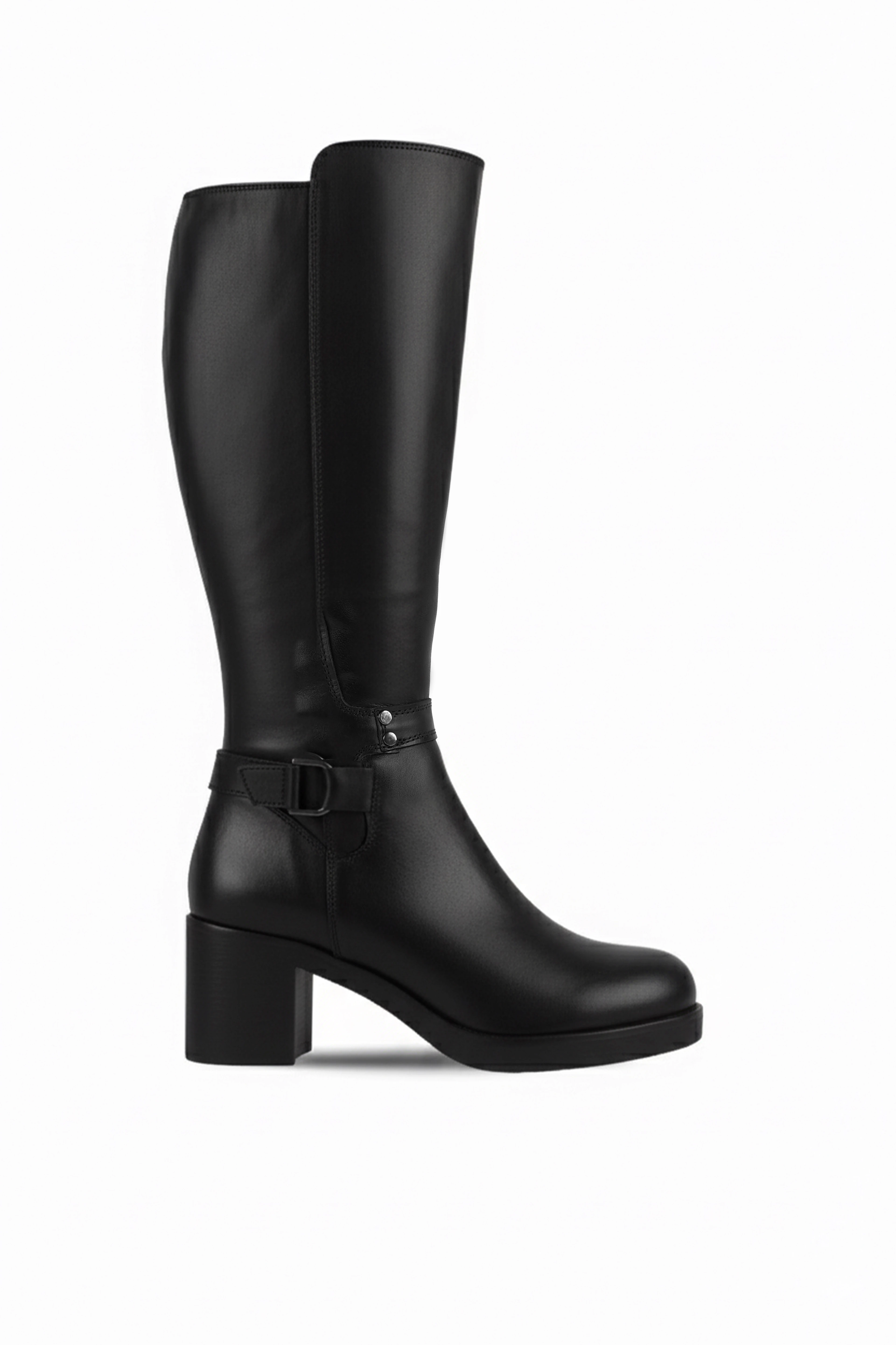 Overdo Kadın Hakiki Deri Kemer Toka Detaylı Fermuarlı Topuklu Çizme 4260 - SİYAH