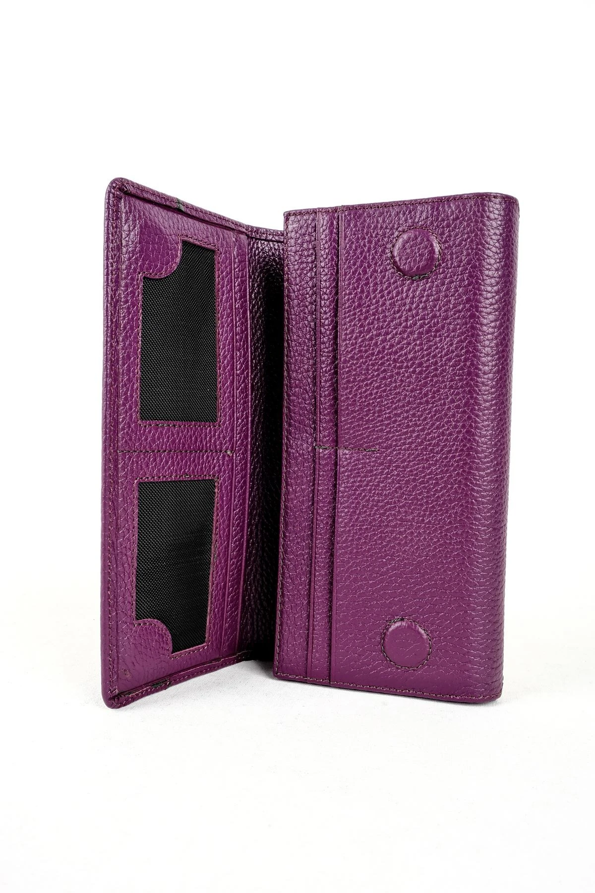 El Geçirmeli Kapaklı Hakiki Deri Kadın Cüzdan