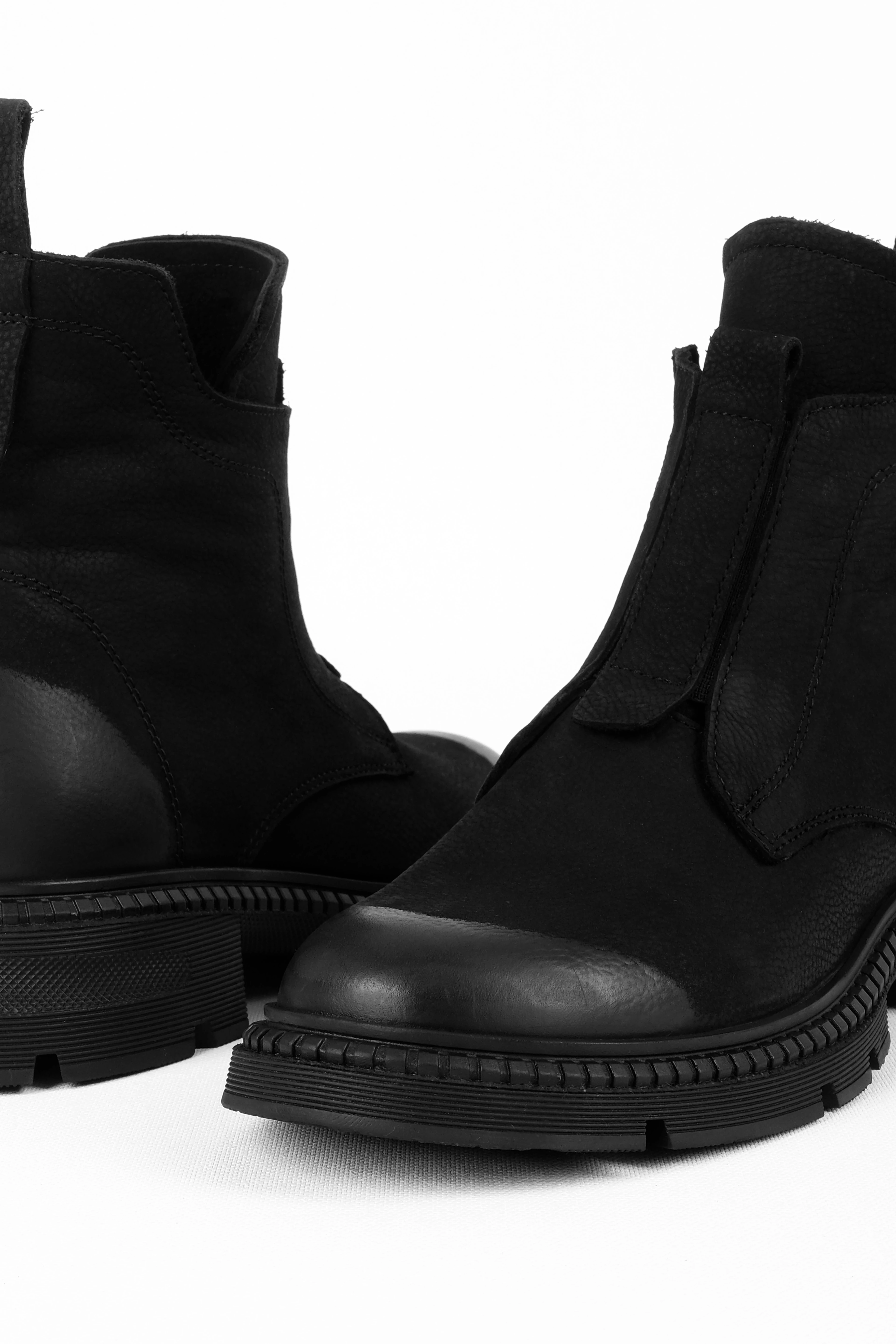 Marvelous Kadın Hakiki Deri Önünden Parça Detaylı Nubuk Fermuarlı Bot(4200) - SİYAH