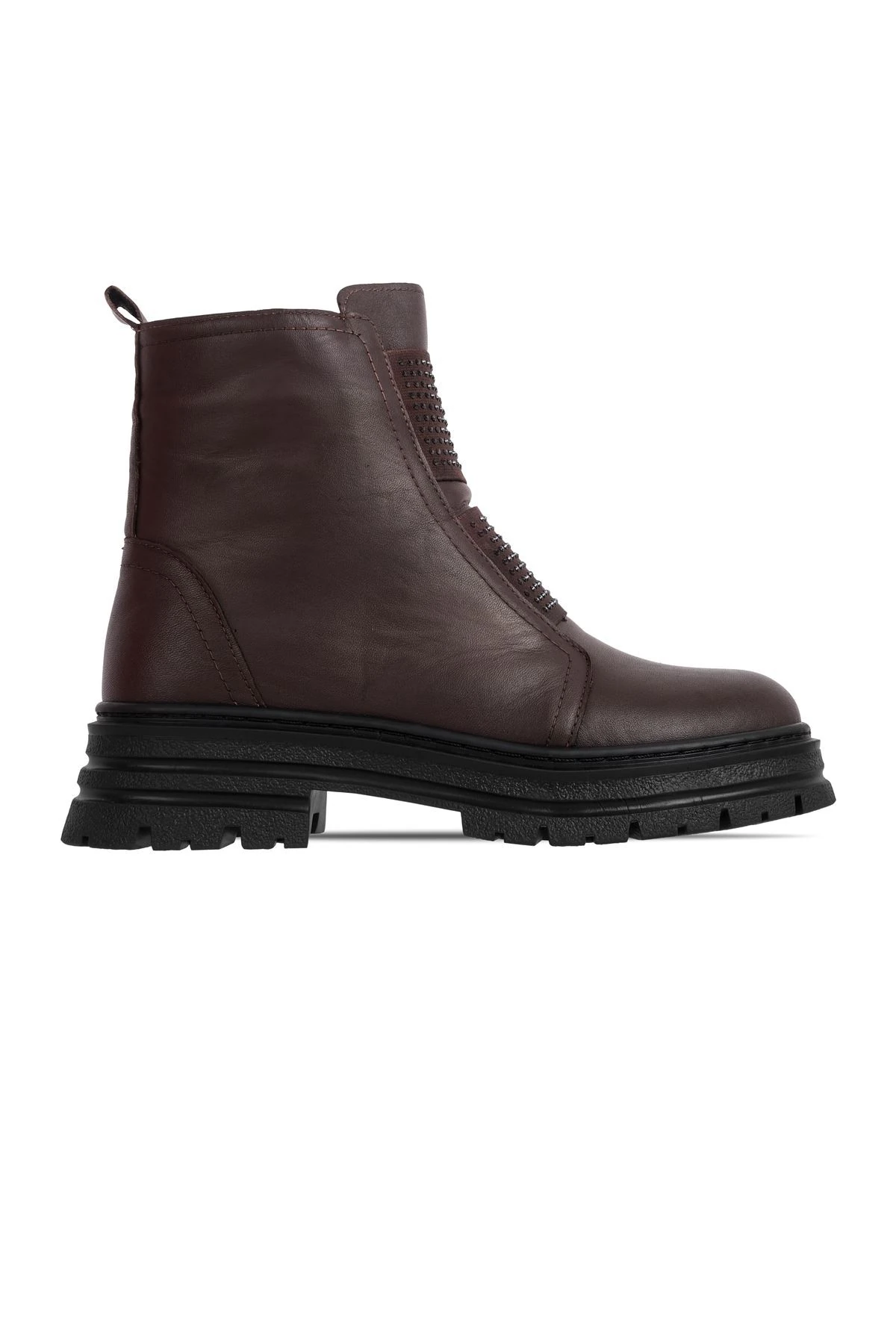 Jayla Kadın Hakiki Deri Taş Detaylı Lastikli Yandan Fermuarlı Bot b4149