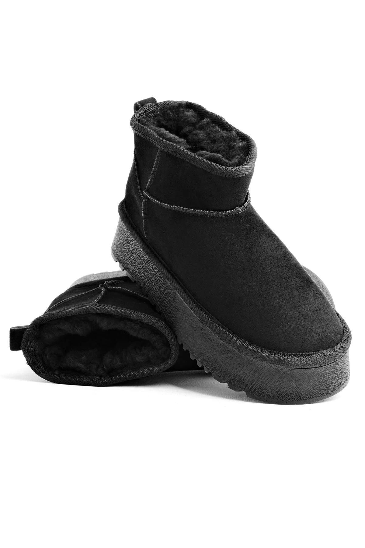 Robin Kadın Yüsek Taban Bilek Boy Kürklü Bot 2796 - siyah