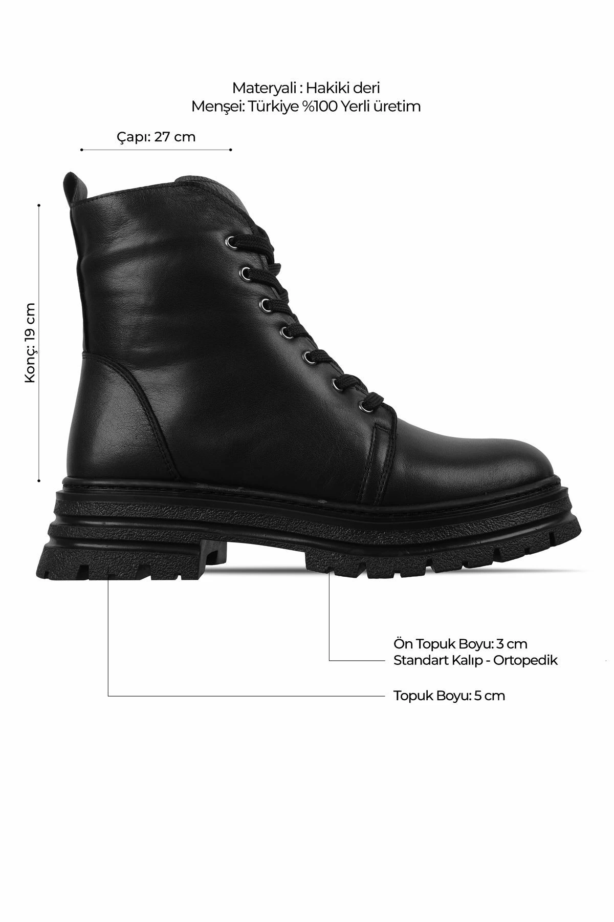 Avrıl Kadın Hakiki Deri Bağcık Detaylı Fermuarlı Postal 4119 - siyah