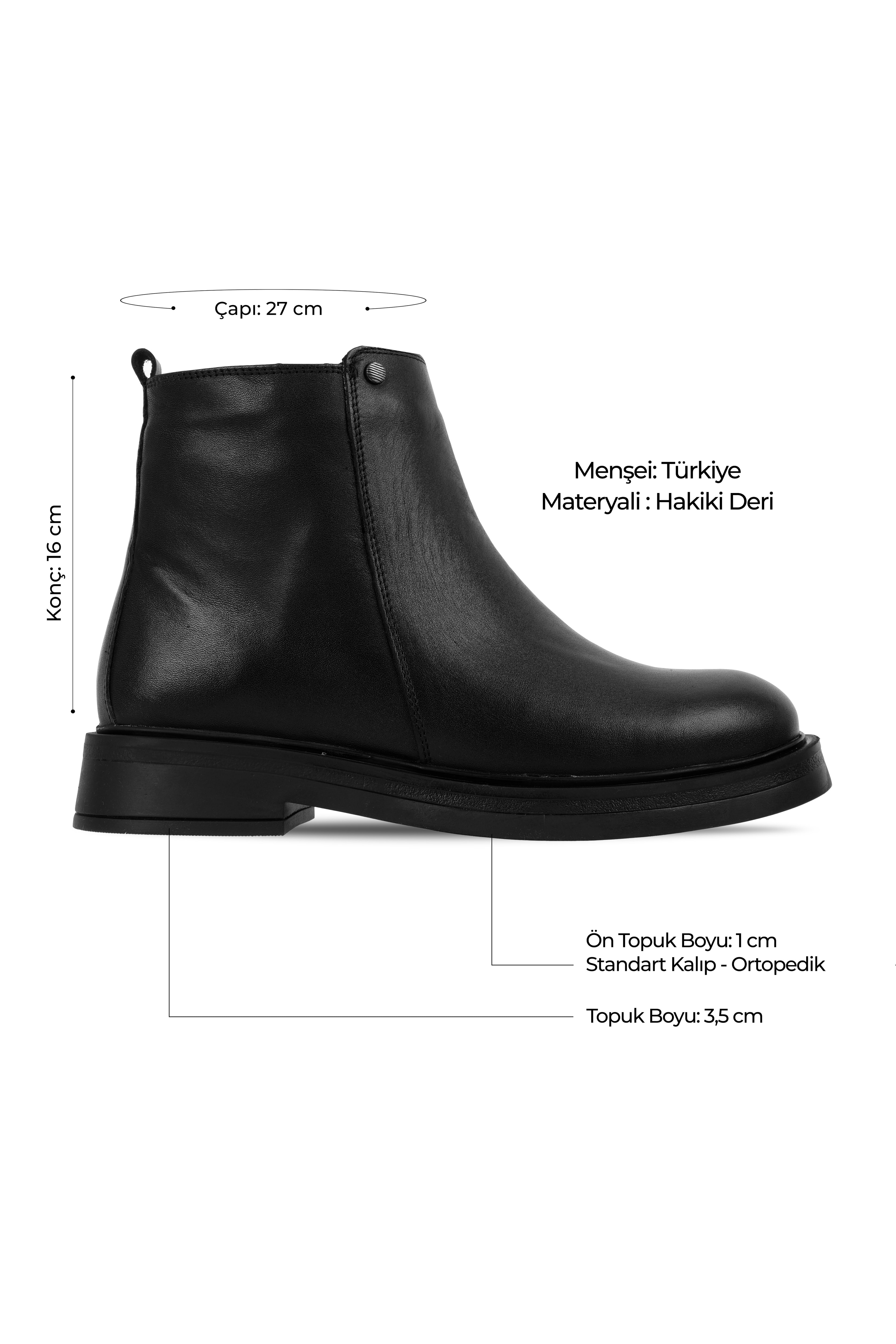 Vlota Kadın Hakiki Deri Dikiş Detaylı Fermuarlı Bot b4219 - SİYAH