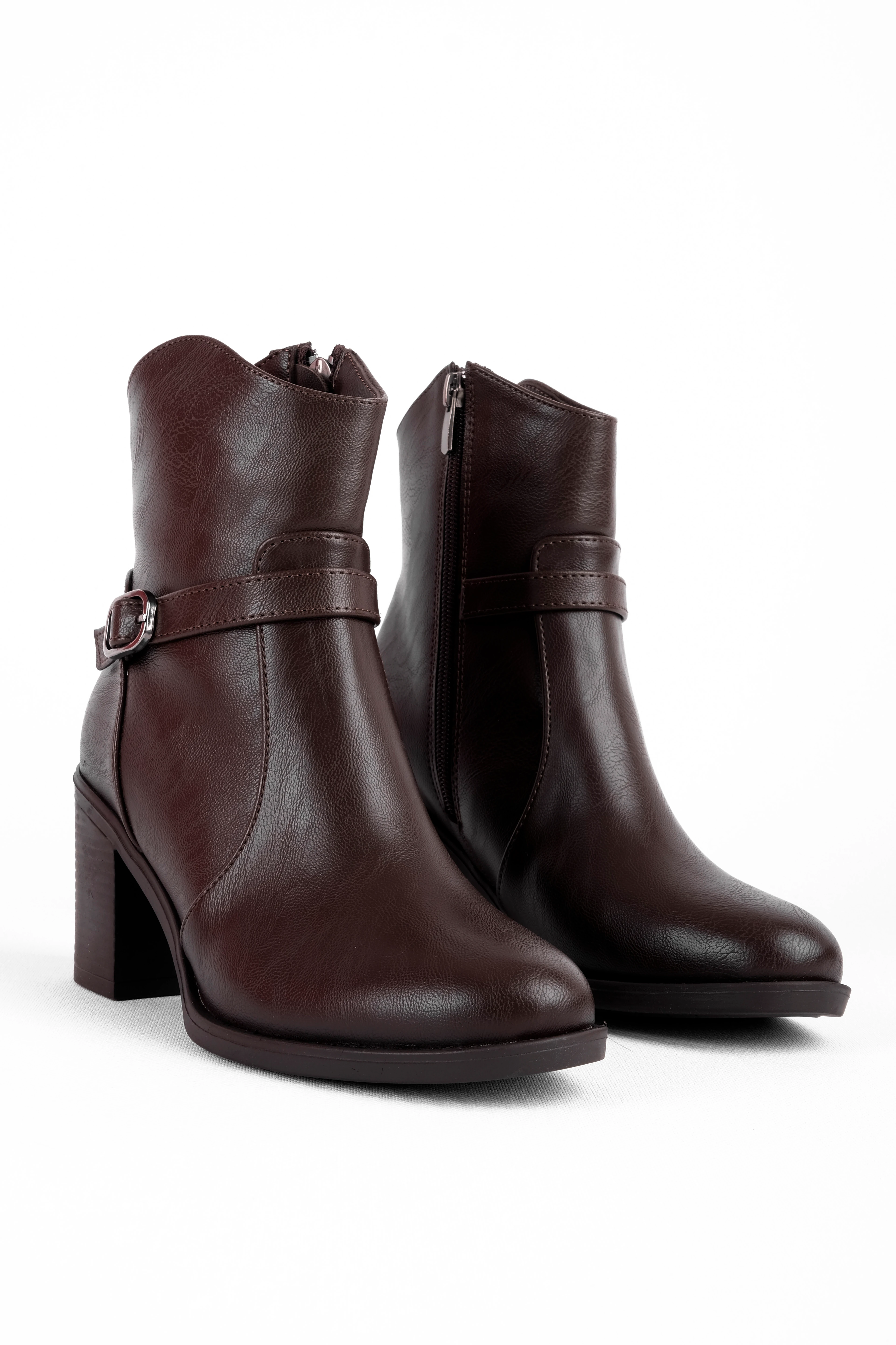 Main Kadın Kemer Toka Detaylı Topuklu Bot 4252 - KAHVERENGİ