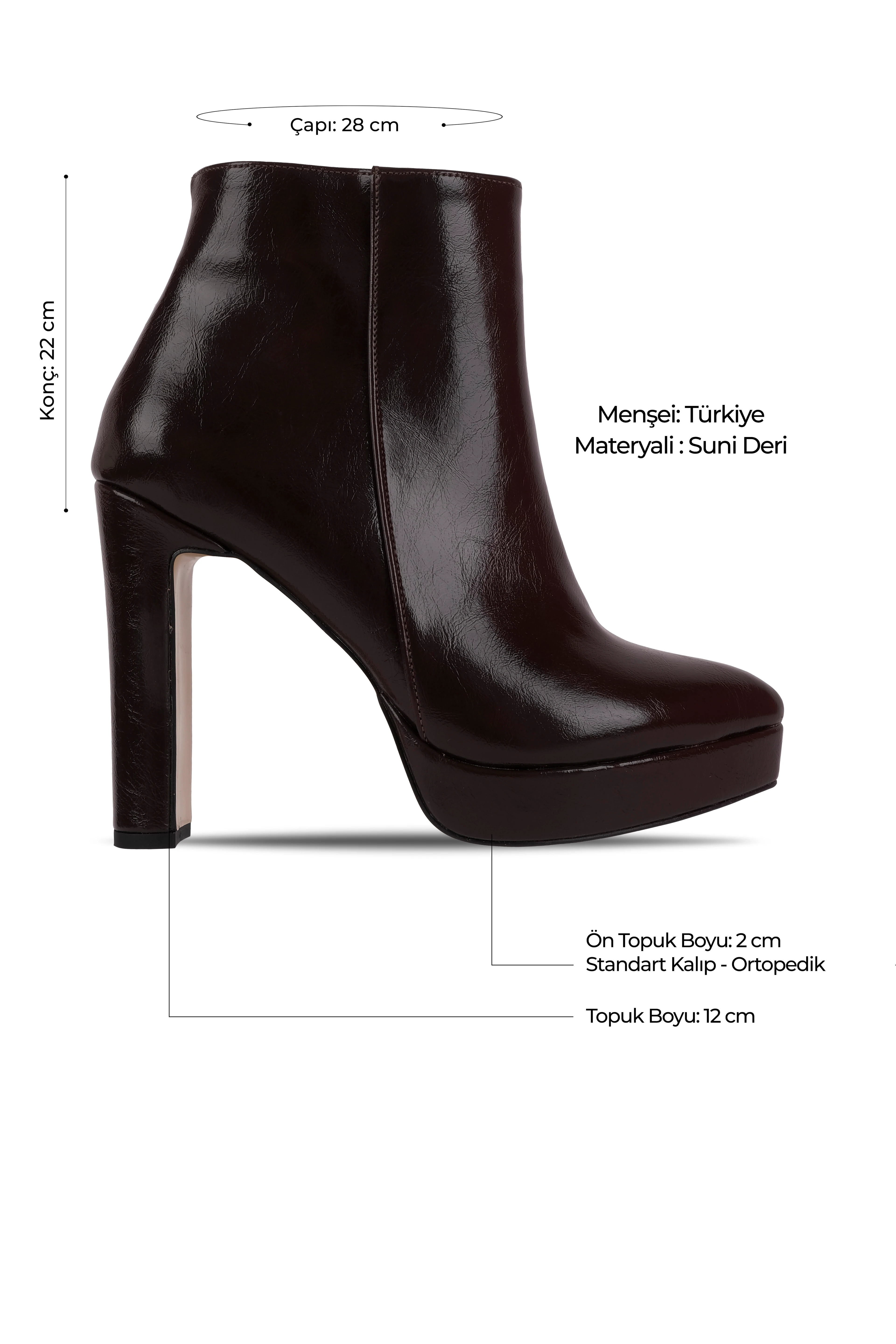 Camellia Kadın Yandan Dikiş Detaylı Sivri Burun Platform Topuklu Bot (B4236)