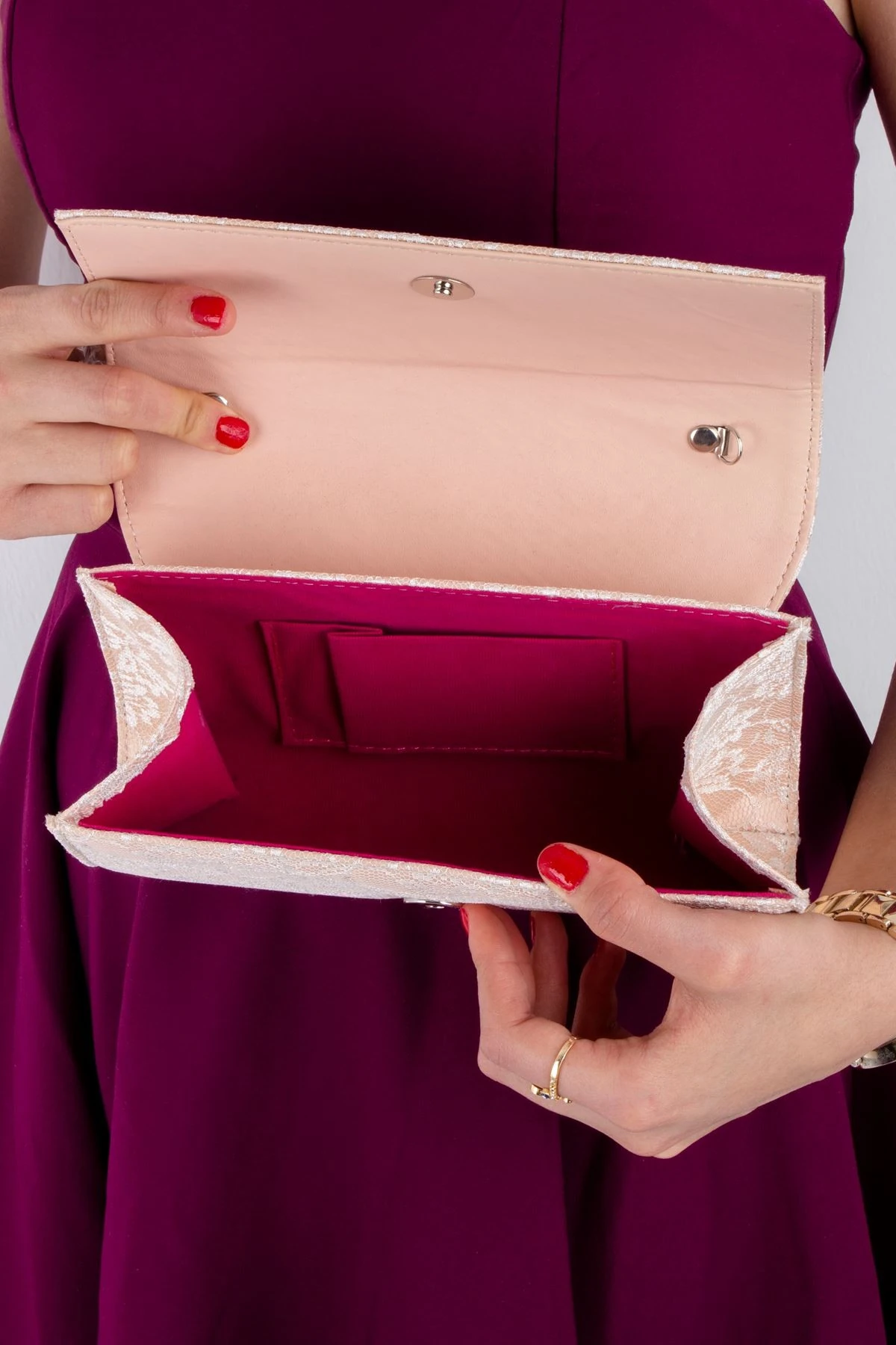 GELİN ABİYE PORTFÖY ÇANTA DANTEL DETAYLI