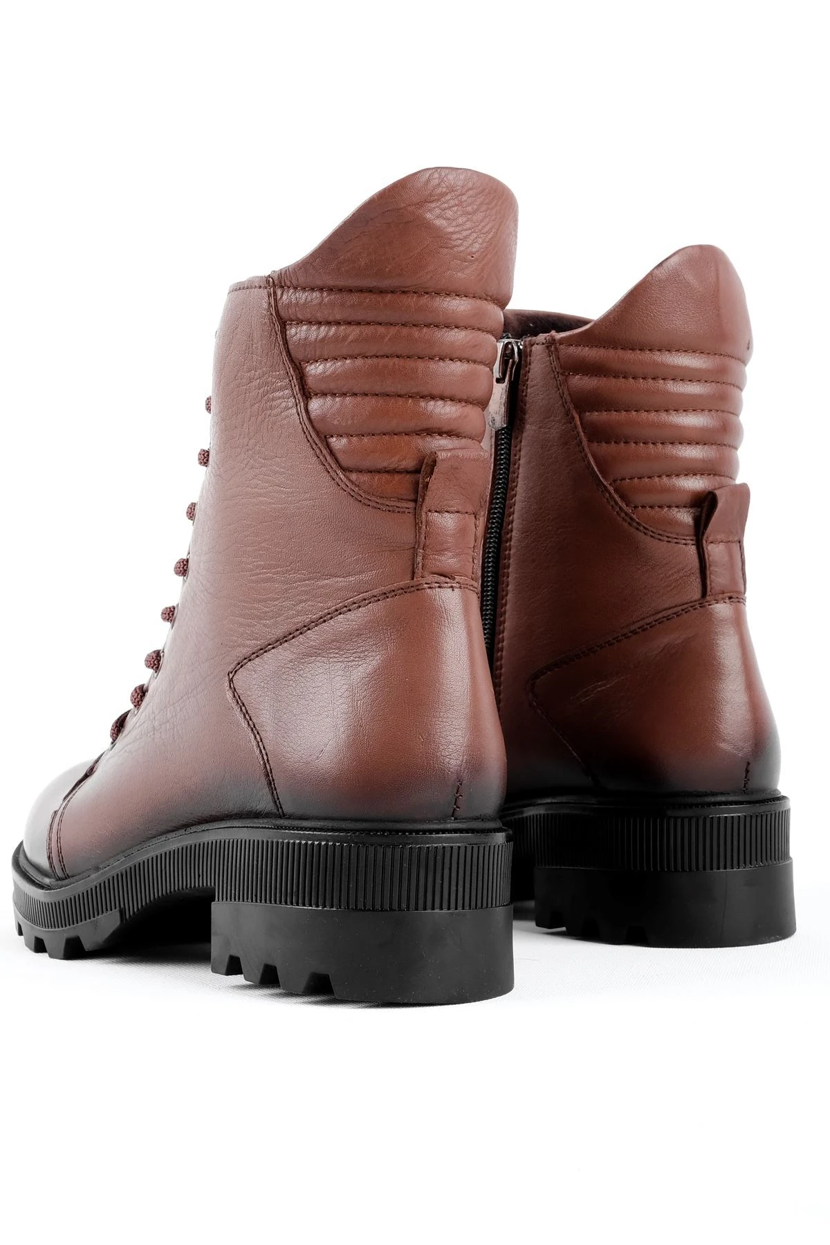 Soldier Bağcıklı Kadın Hakiki Deri Postal - Taba