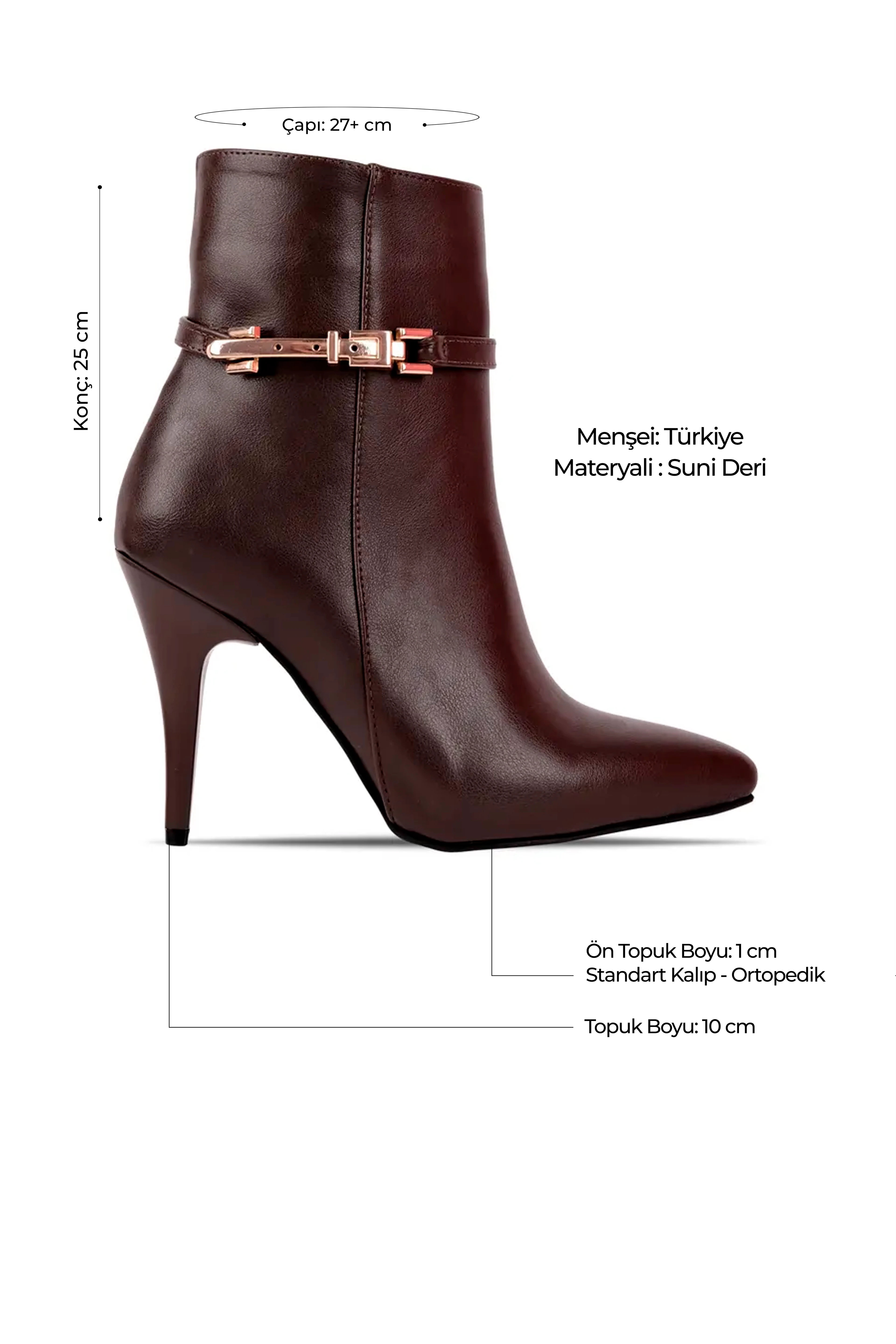 İnna Kadın Gold Toka Detaylı Sivri Burunlu İnce Topuklu Bot b4294