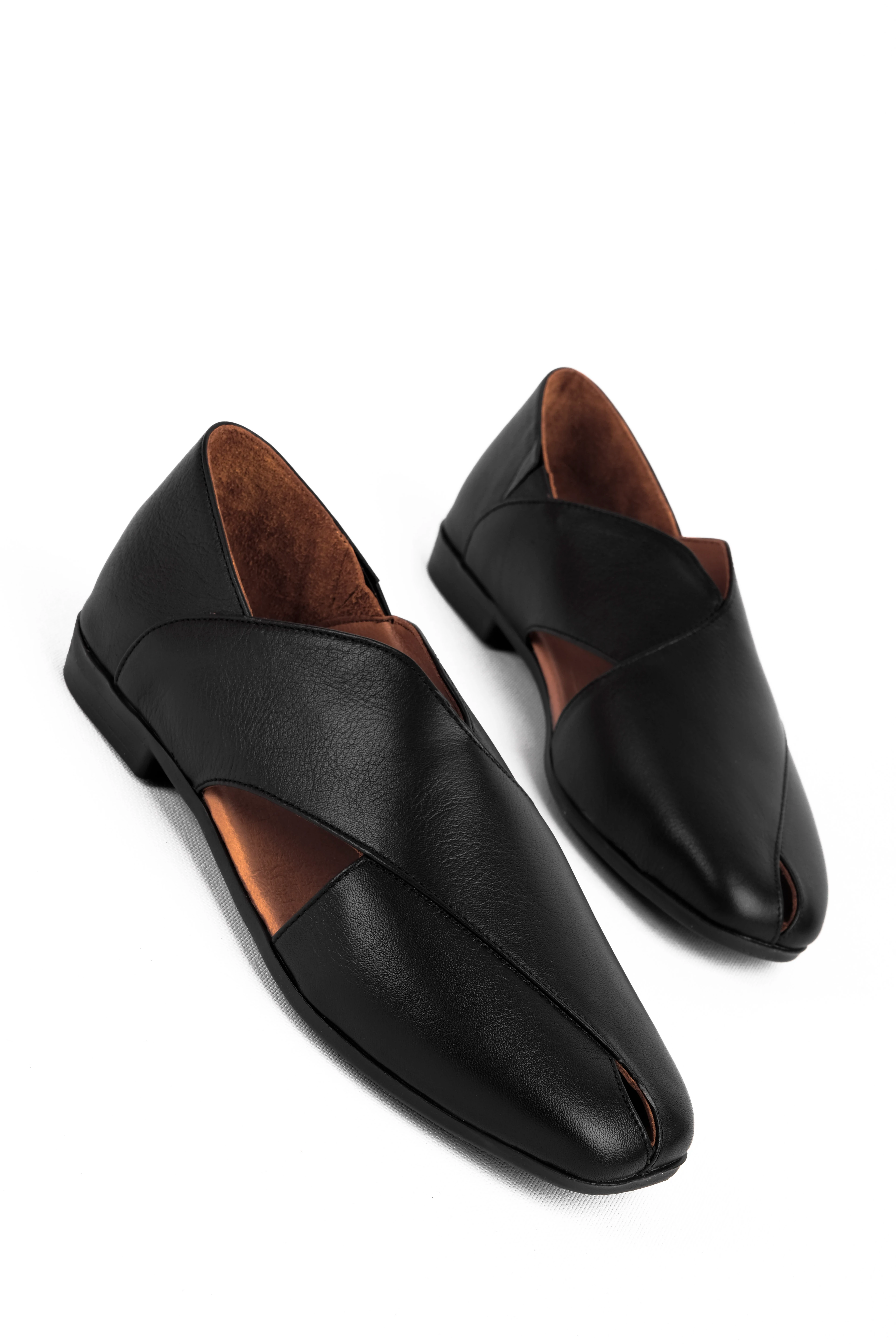 Ava Kadın Hakiki Deri Çapraz Bantlı Babet(B4282) - SİYAH