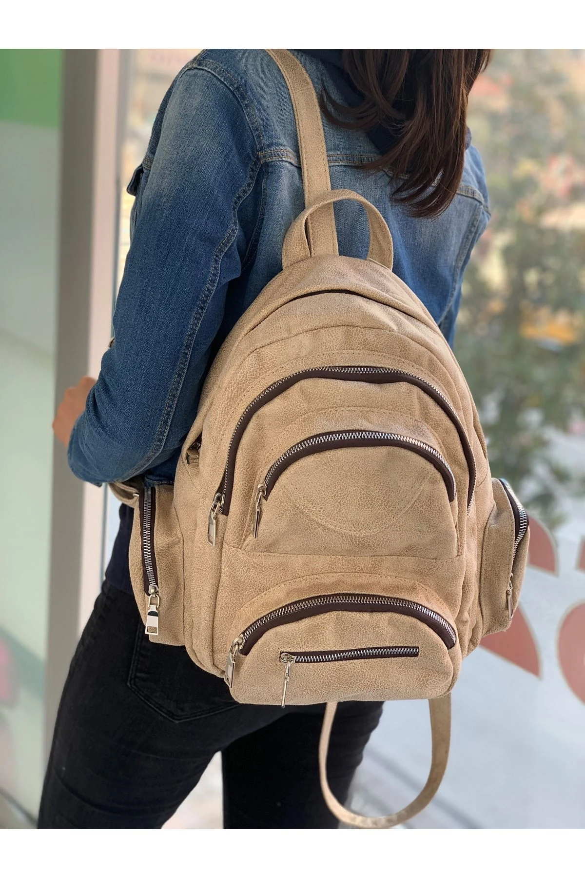 yıkama deri bayan sırt çantası