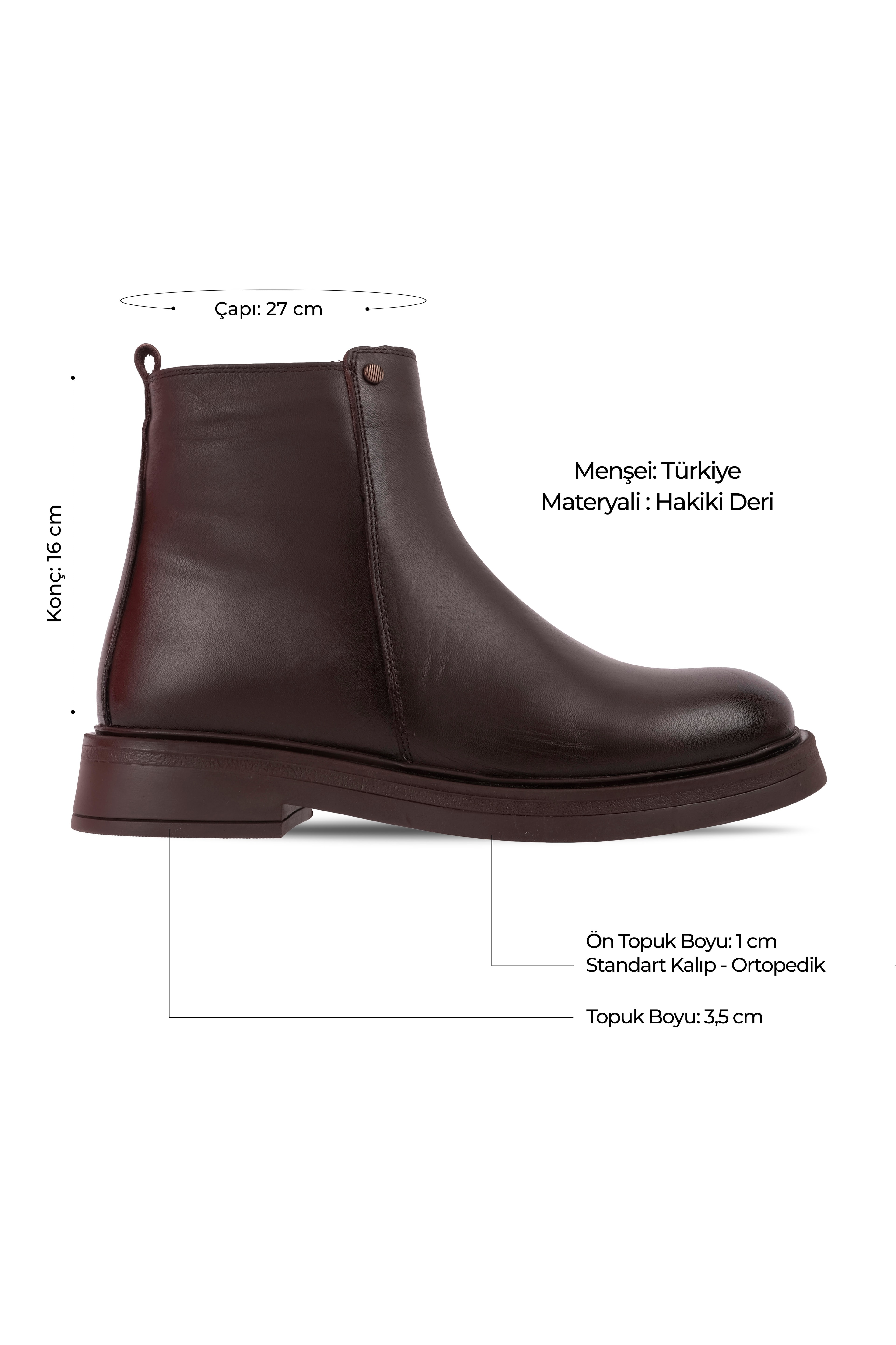 Vlota Kadın Hakiki Deri Dikiş Detaylı Fermuarlı Bot b4219 - KAHVERENGİ