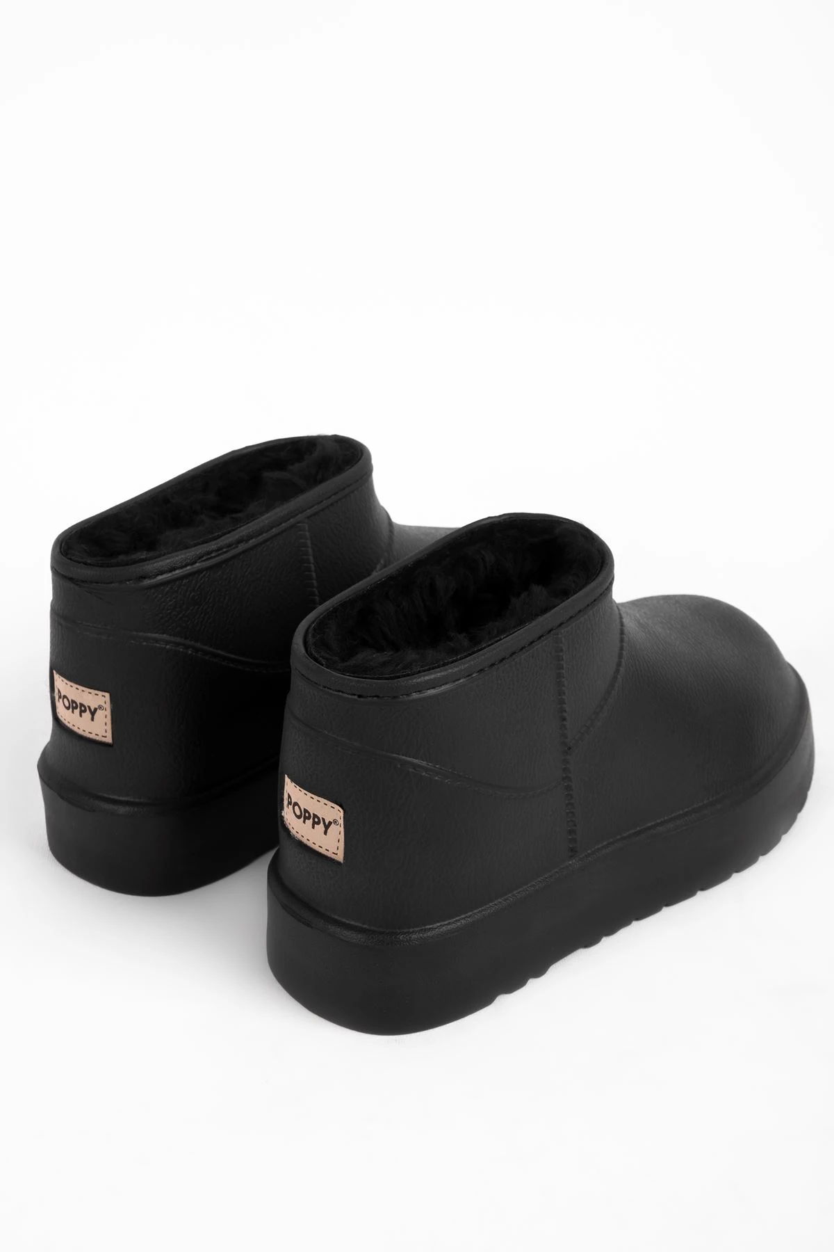 Rude Kadın İçi Tüylü Cilt Deri Detaylı Bilek Boy Bot b4172 - SİYAH