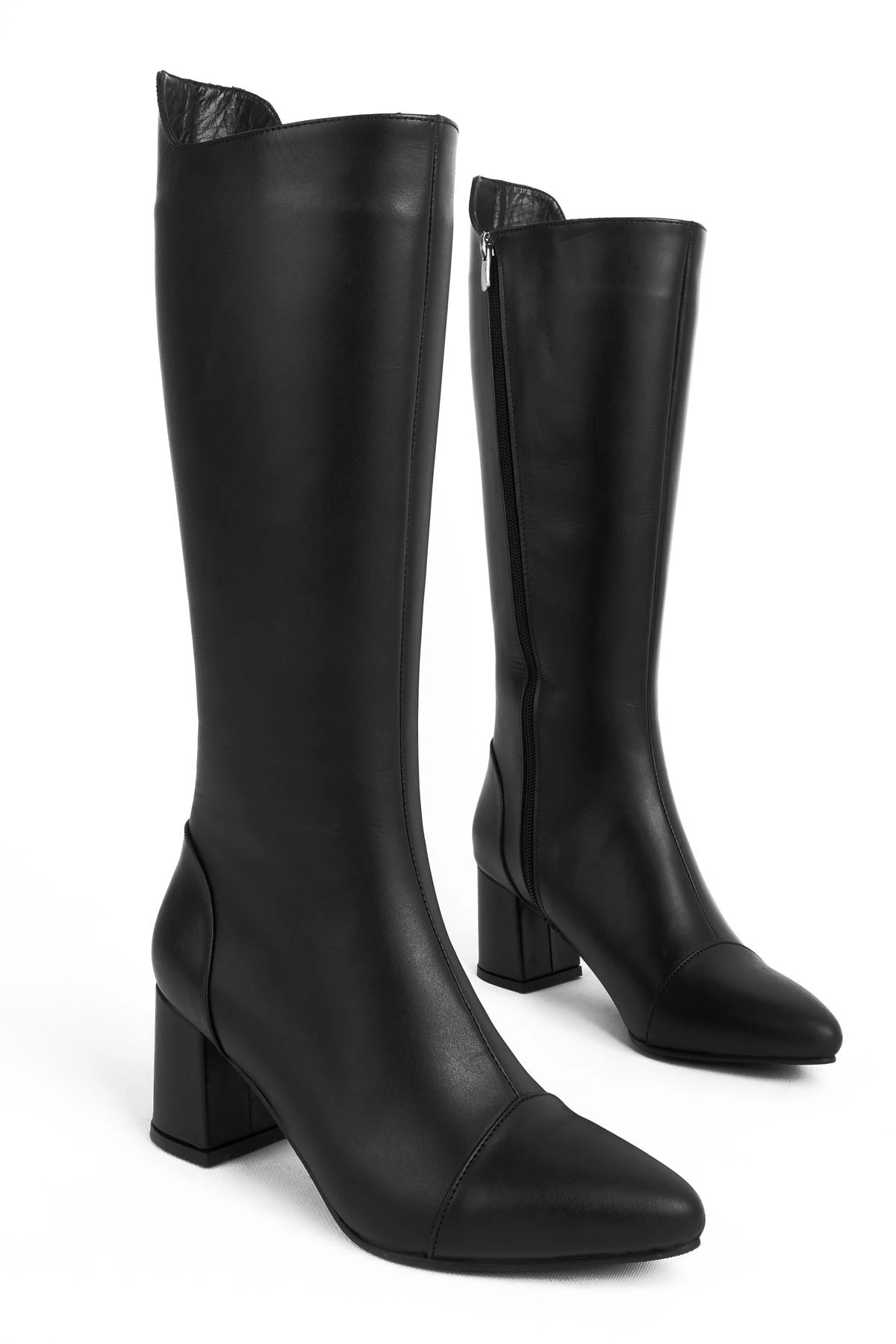 Alive Kadın Hakiki Deri Fermuarlı Dikiş Detaylı Topuklu Çizme b4150