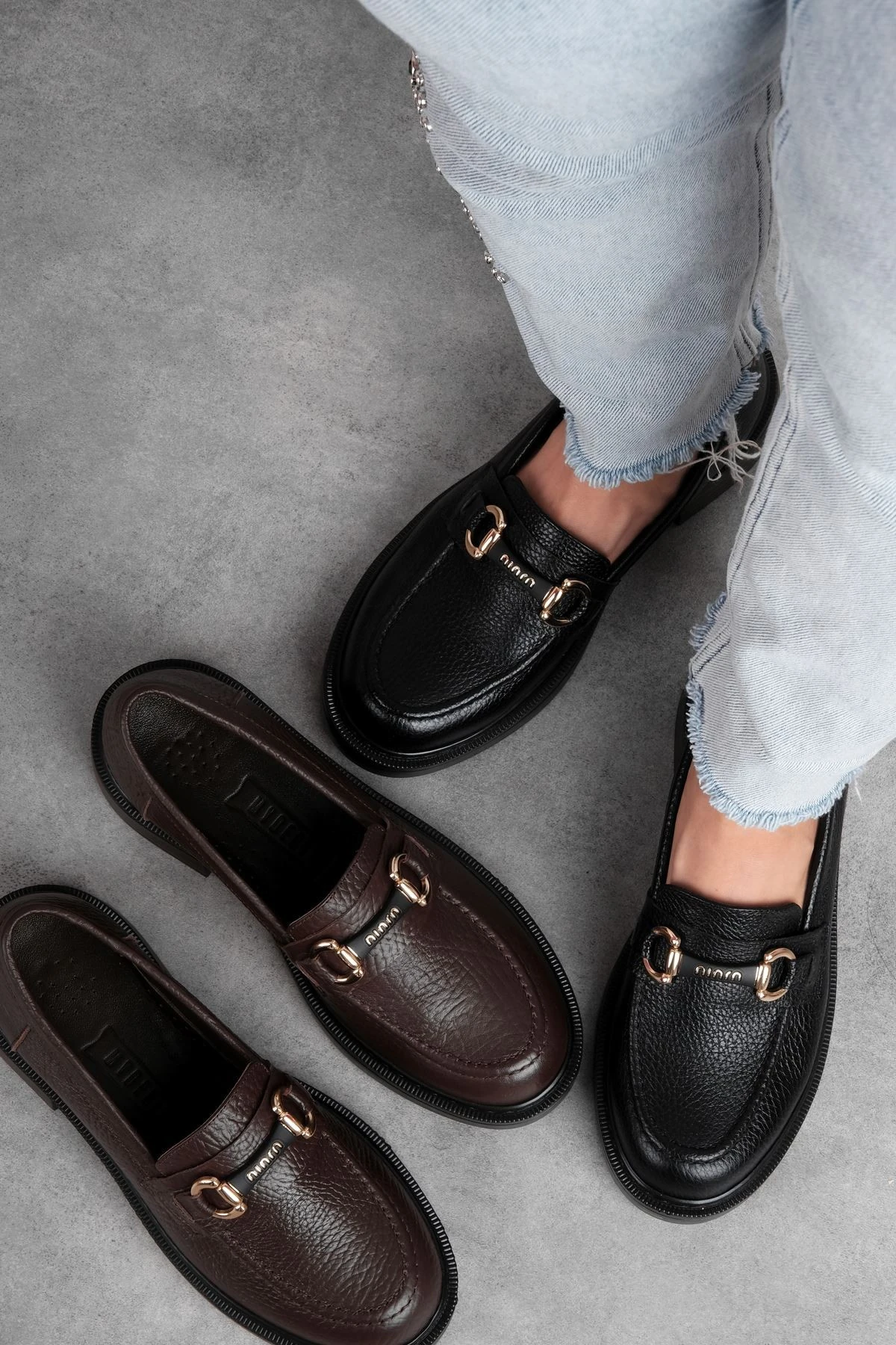 Lony Kadın Hakiki Deri Toka Detaylı Loafer 4144 - siyah