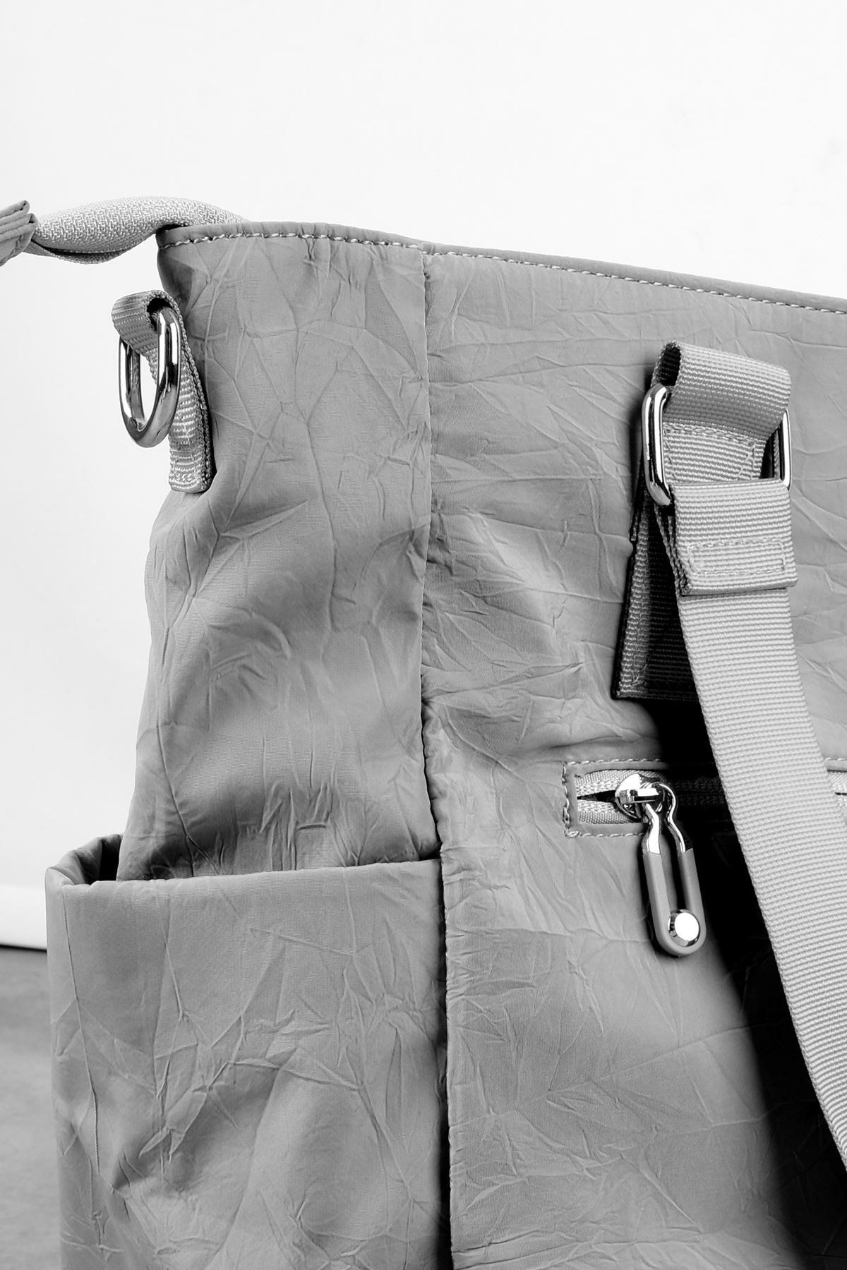 Kadın Önünden Fermuar Detaylı Büyük Boy Omuz Çantası(4003) 2859 - Gri