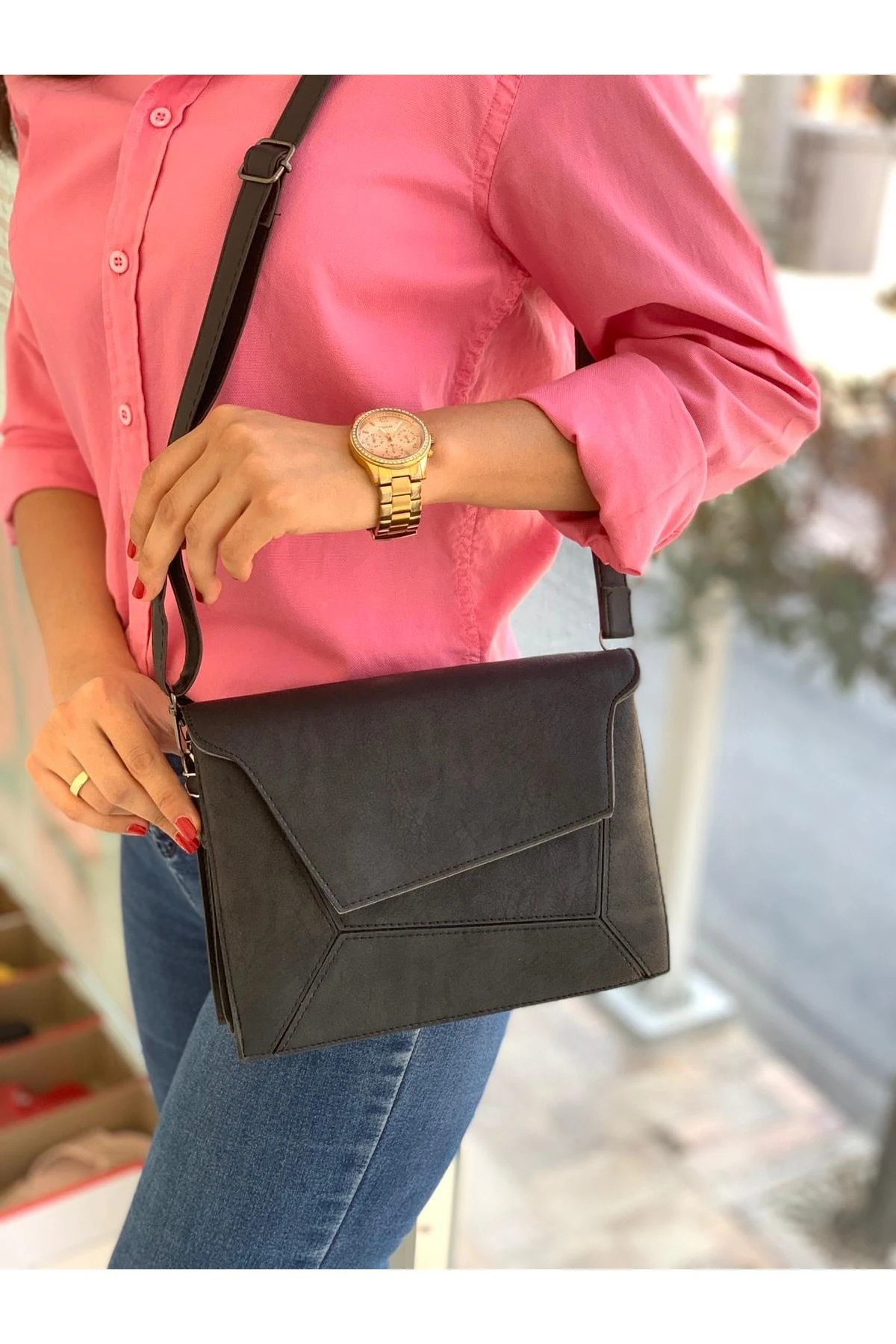 DESENLİ ASİMETRİK ÇANTA