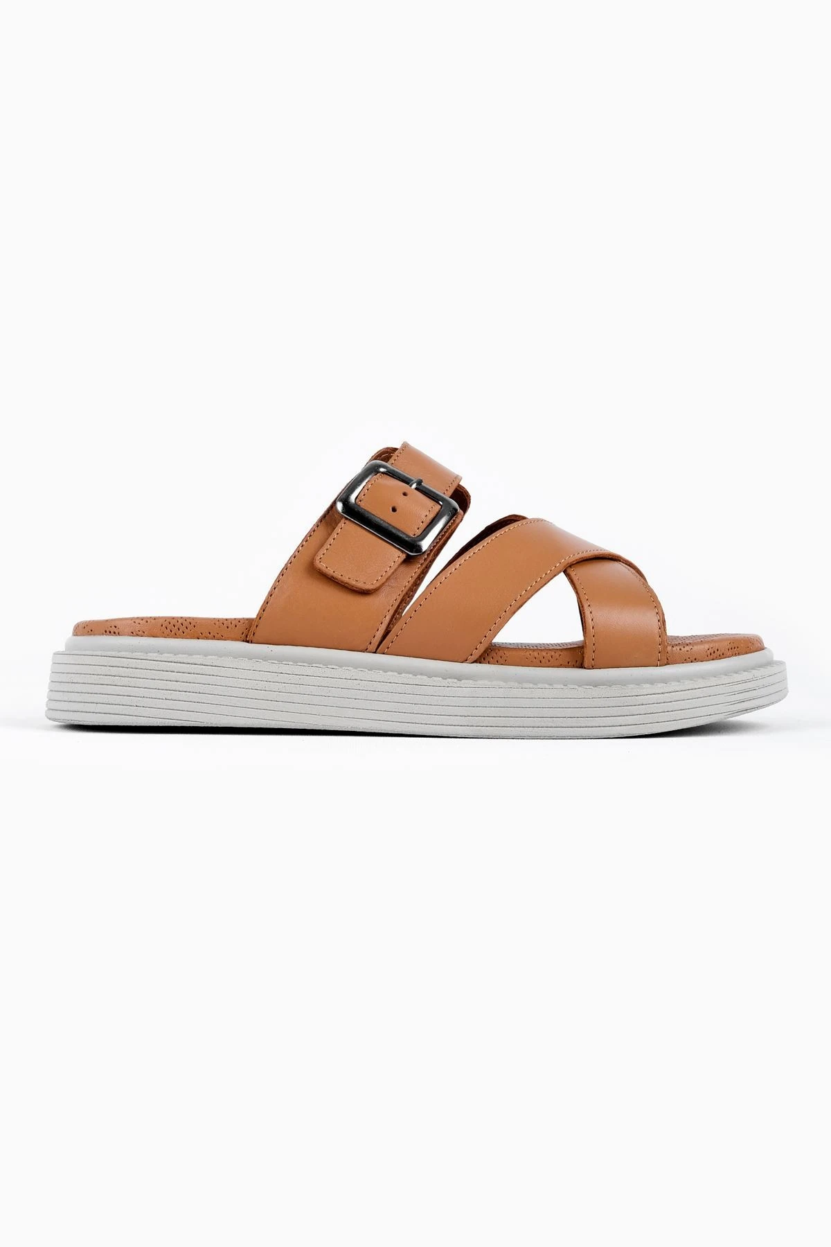 Rolve Kemer Detaylı Kadın Hakiki Deri Terlik