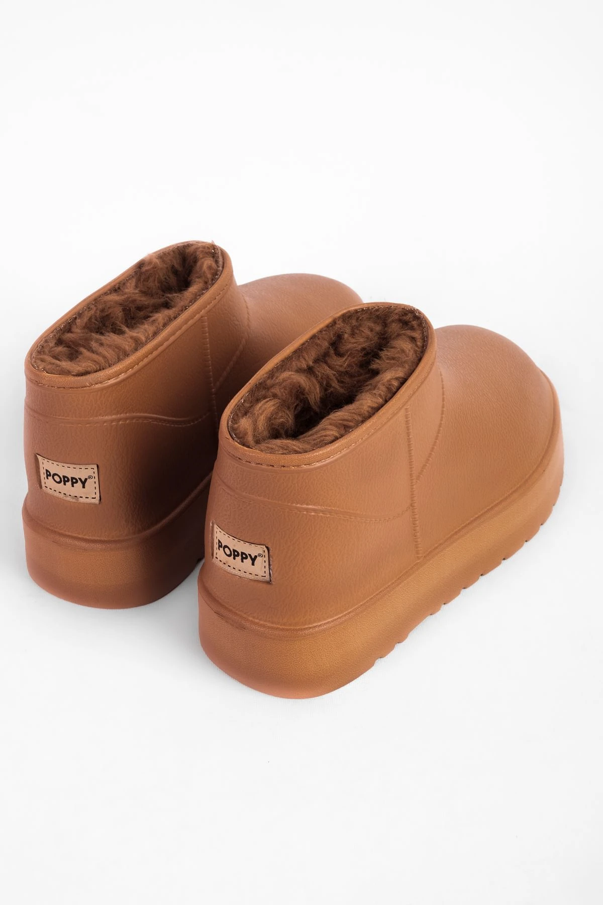 Rude Kadın İçi Tüylü Cilt Deri Detaylı Bilek Boy Bot b4172 - Taba