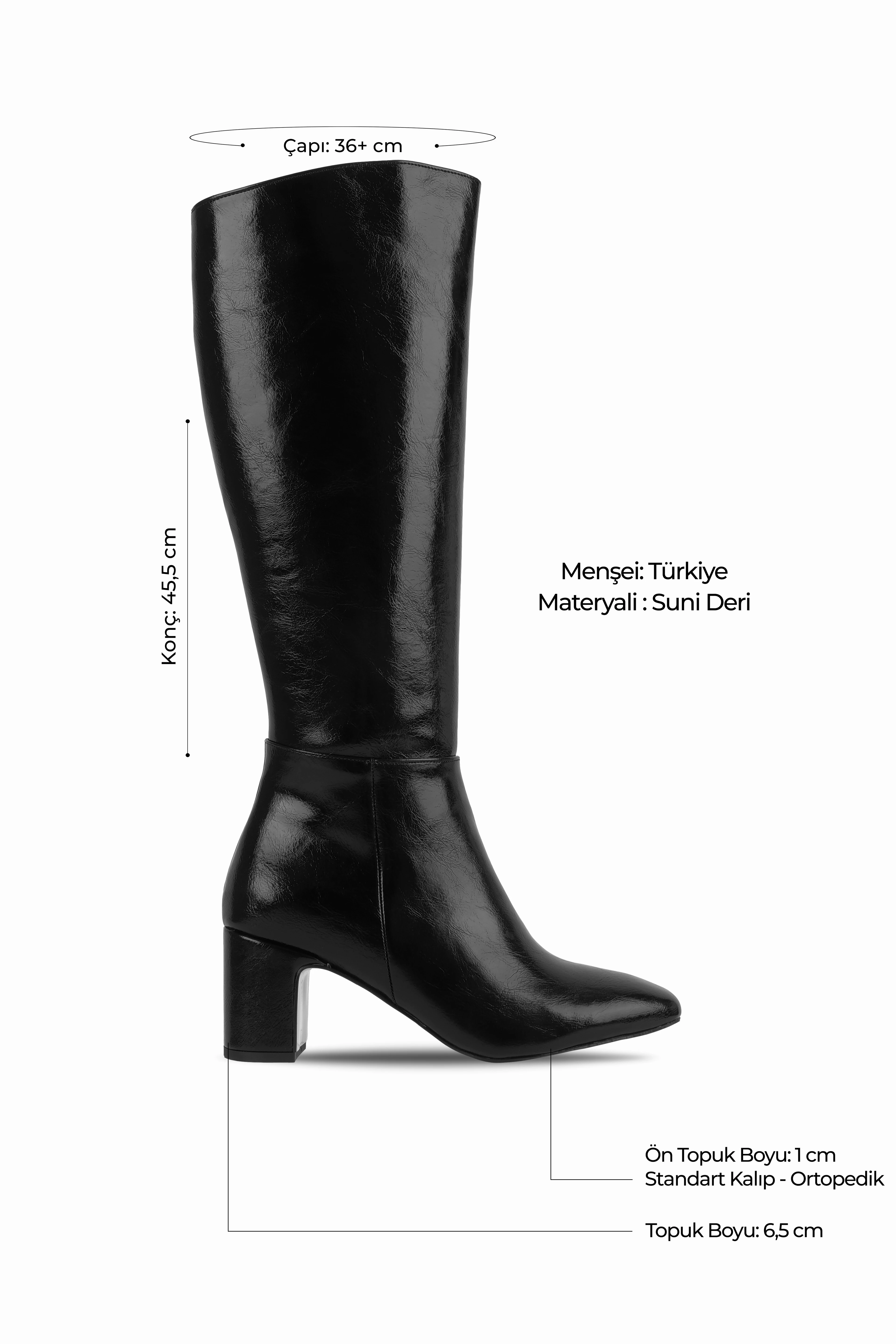 Lorry Kadın Küt Burunlu Dikiş Detaylı Topuklu Çizme b4251