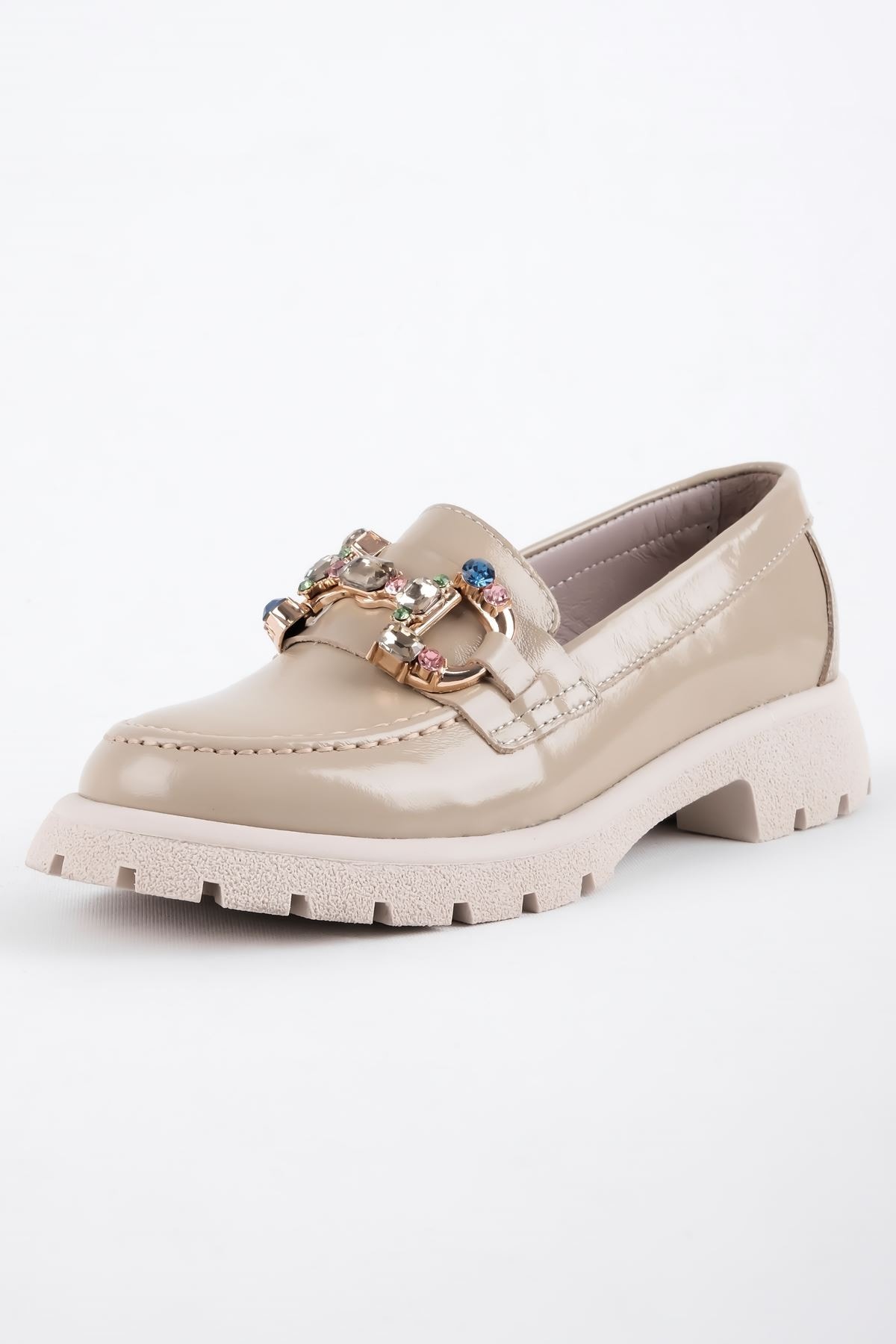 Comfort Kadın Hakiki Deri Taş Detaylı Loafer Ayakkabı