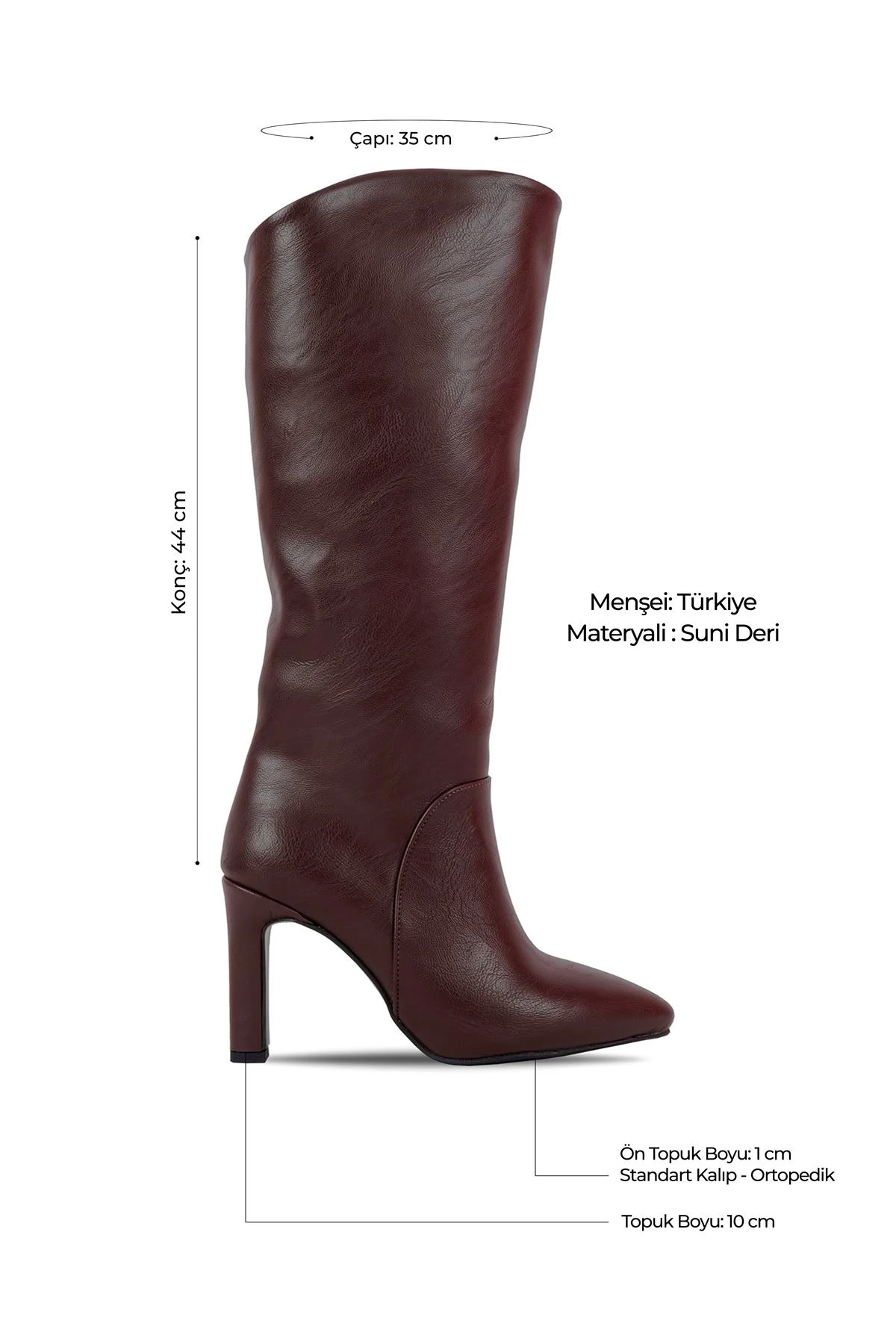 Raın Kadın Sivri Burun Topuklu Çizme(4182) - KAHVERENGİ