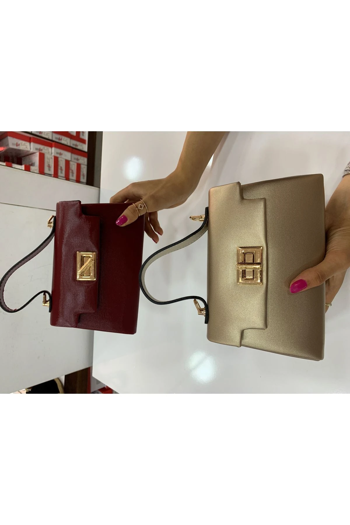 Simli SAPLI KLİPS KÜÇÜK EL ÇANTASI