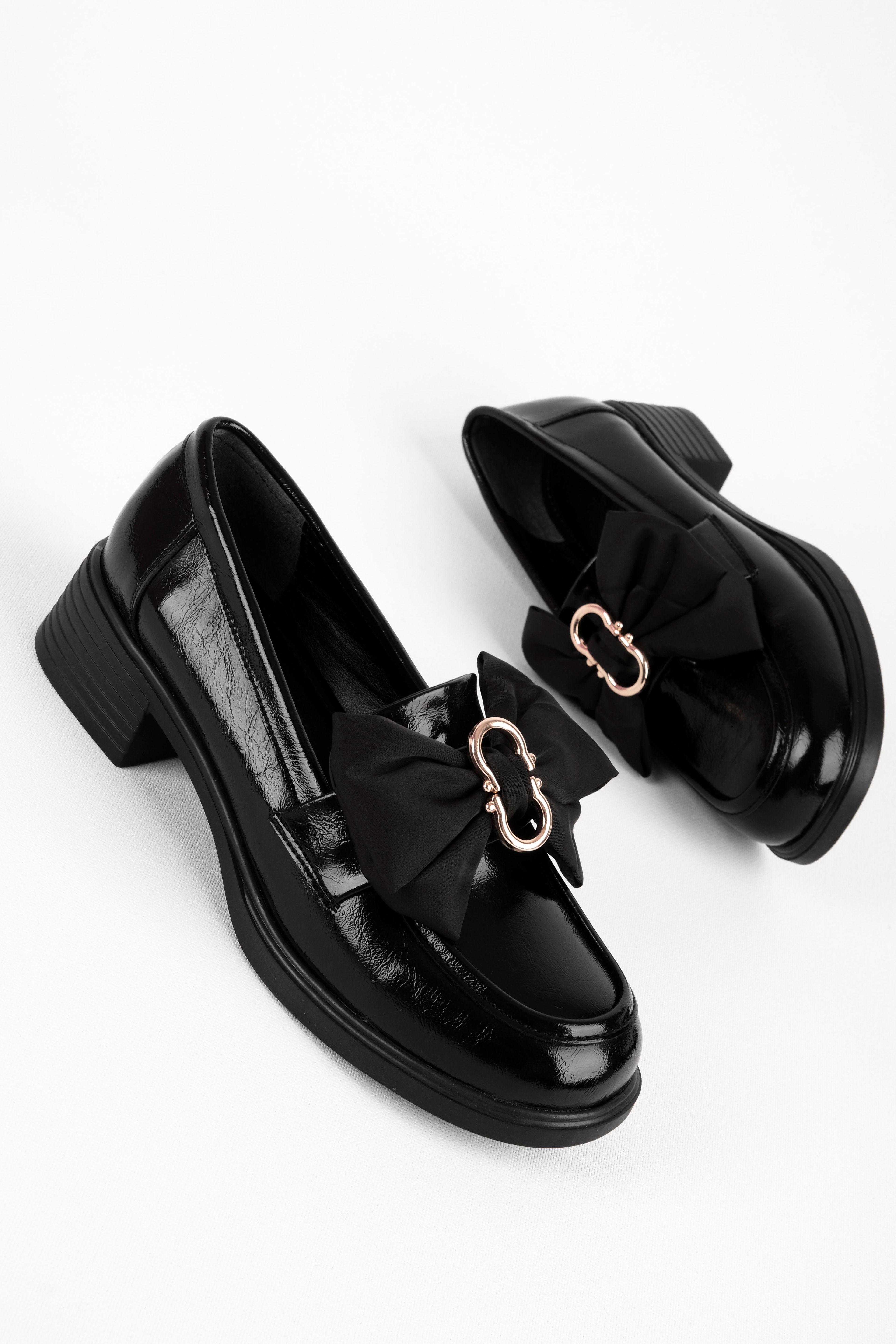 Chicory Kadın Metal Detaylı Kurdelalı Loafer (B4256) - R.SİYAH