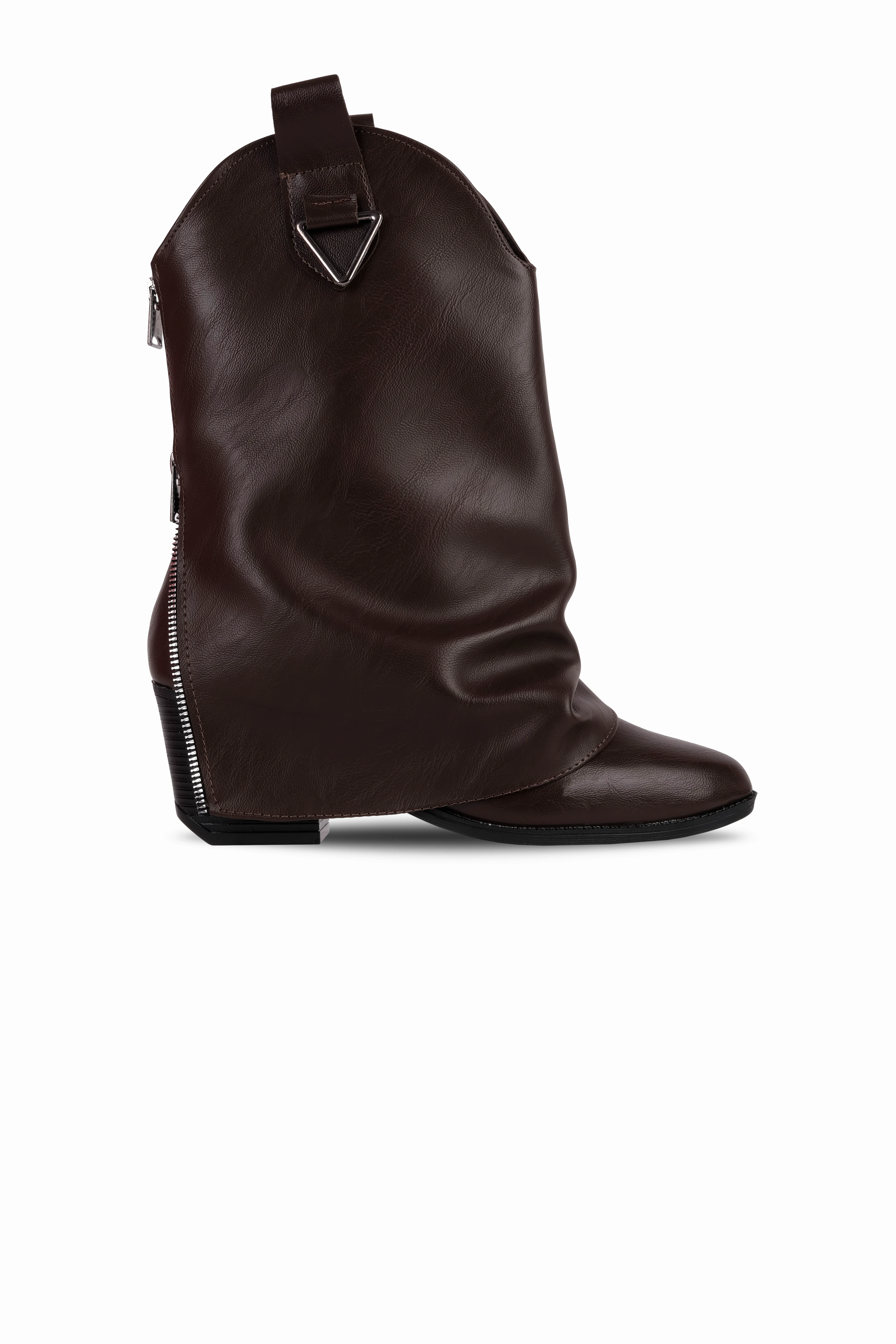 Narvos Kadın Sivri Burunlu Fermuarlı Detaylı Paçalı Kısa Çizme b4225