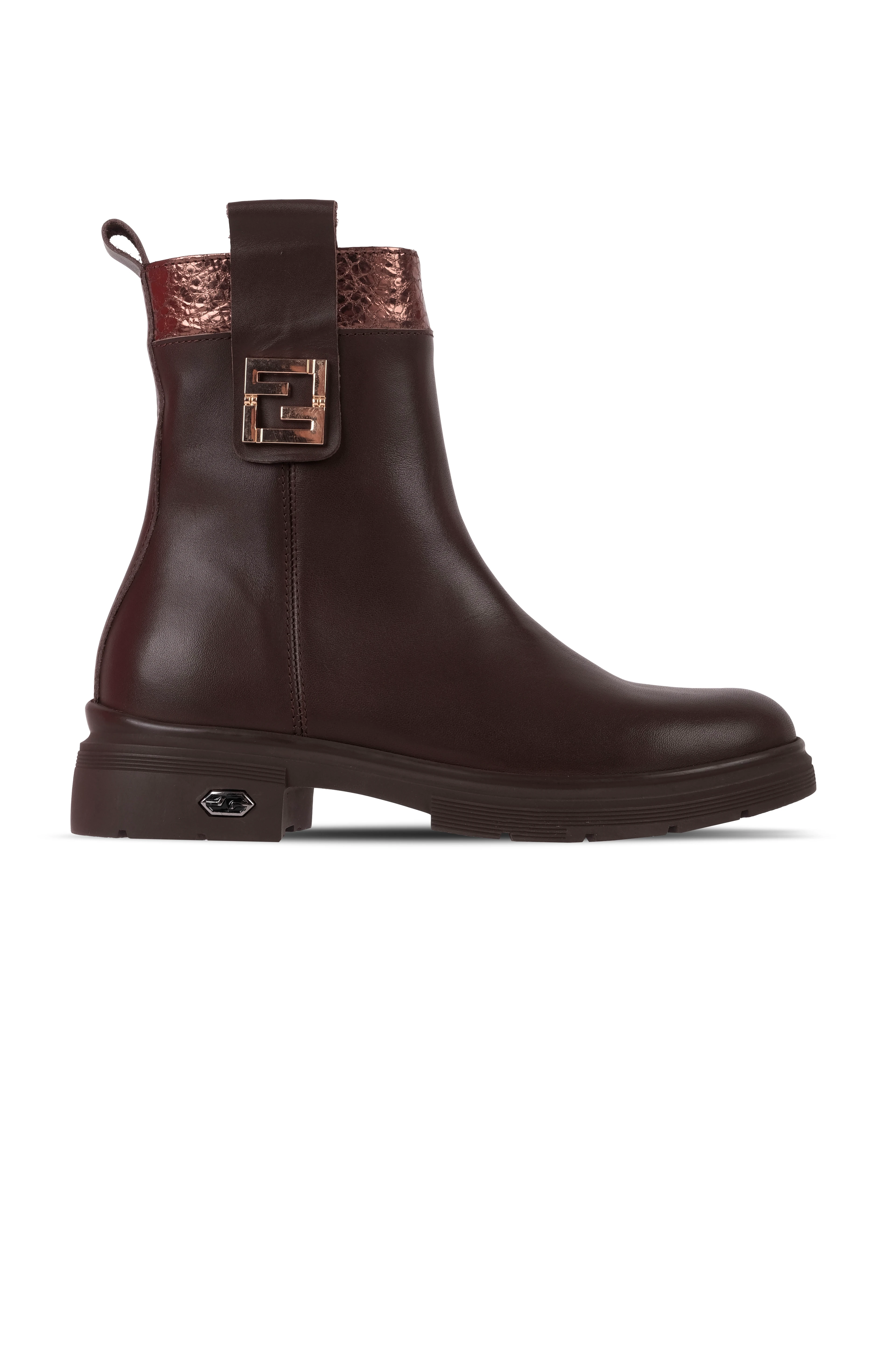 Risus Kadın Hakiki Deri Yanından Toka Detaylı Fermuarlı Bot(4201) - KAHVERENGİ