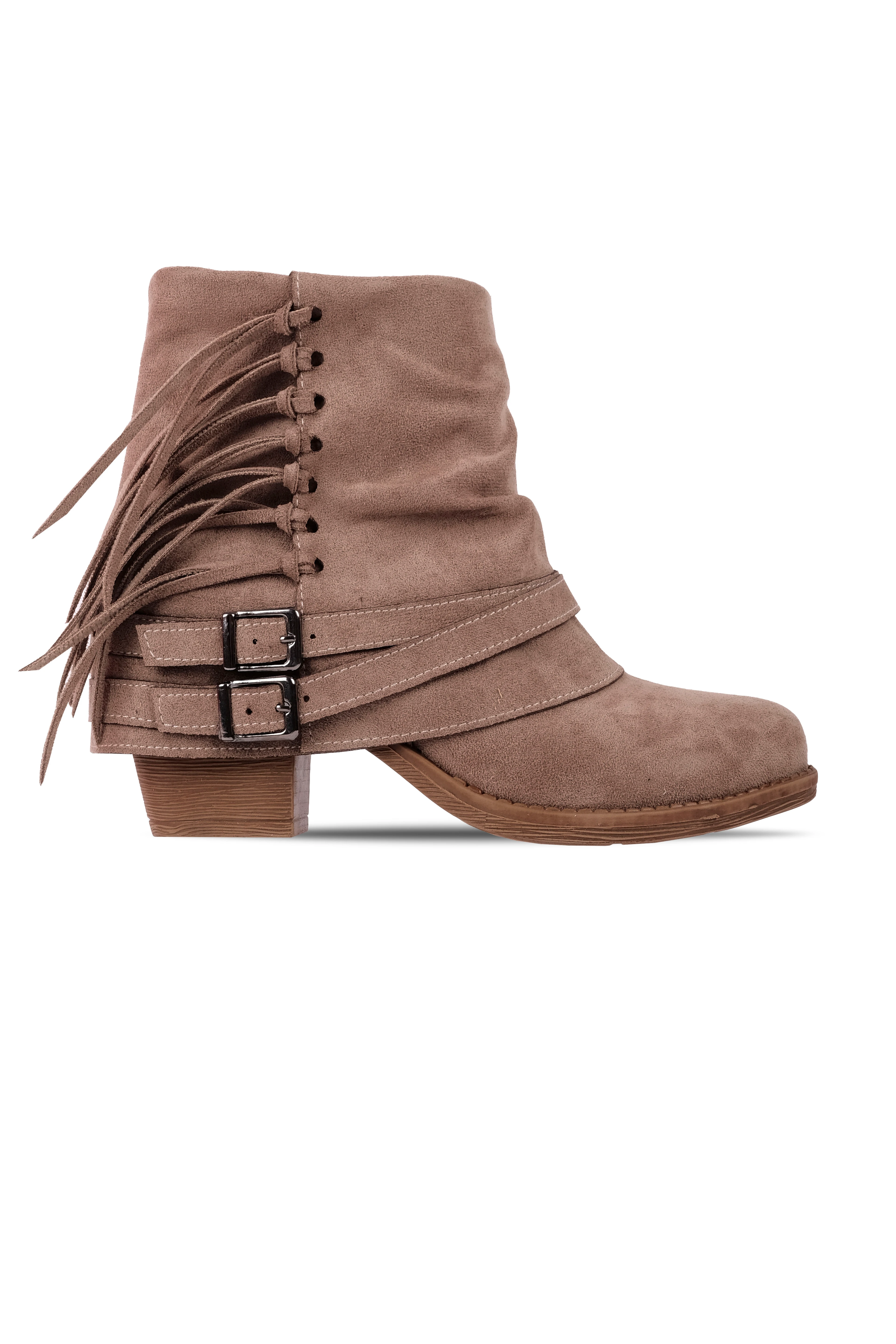 Ronus Kadın 2 Kemer Toka Detaylı Püsküllü Topuklu Bot b4206