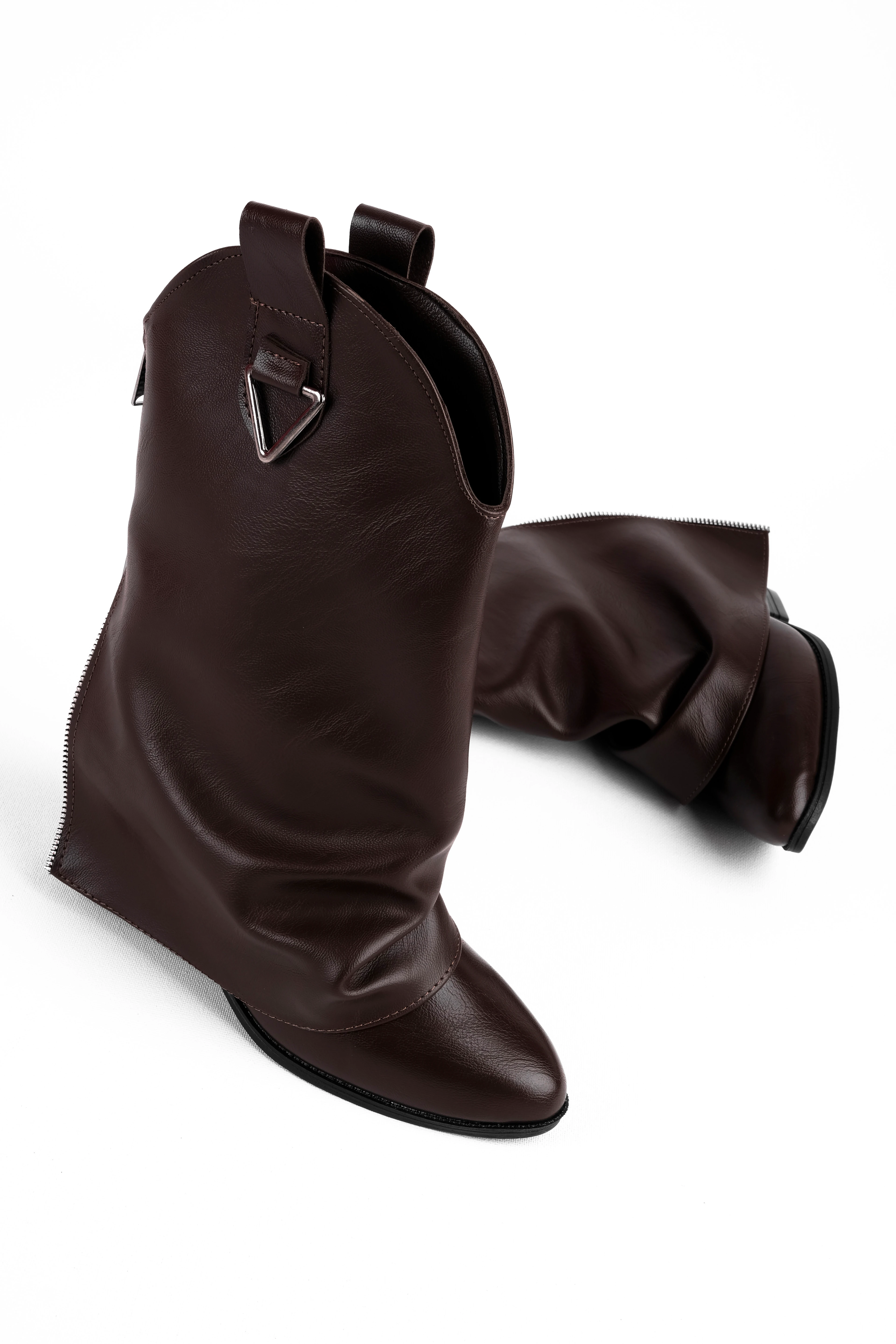 Narvos Kadın Sivri Burunlu Fermuarlı Detaylı Paçalı Kısa Çizme b4225