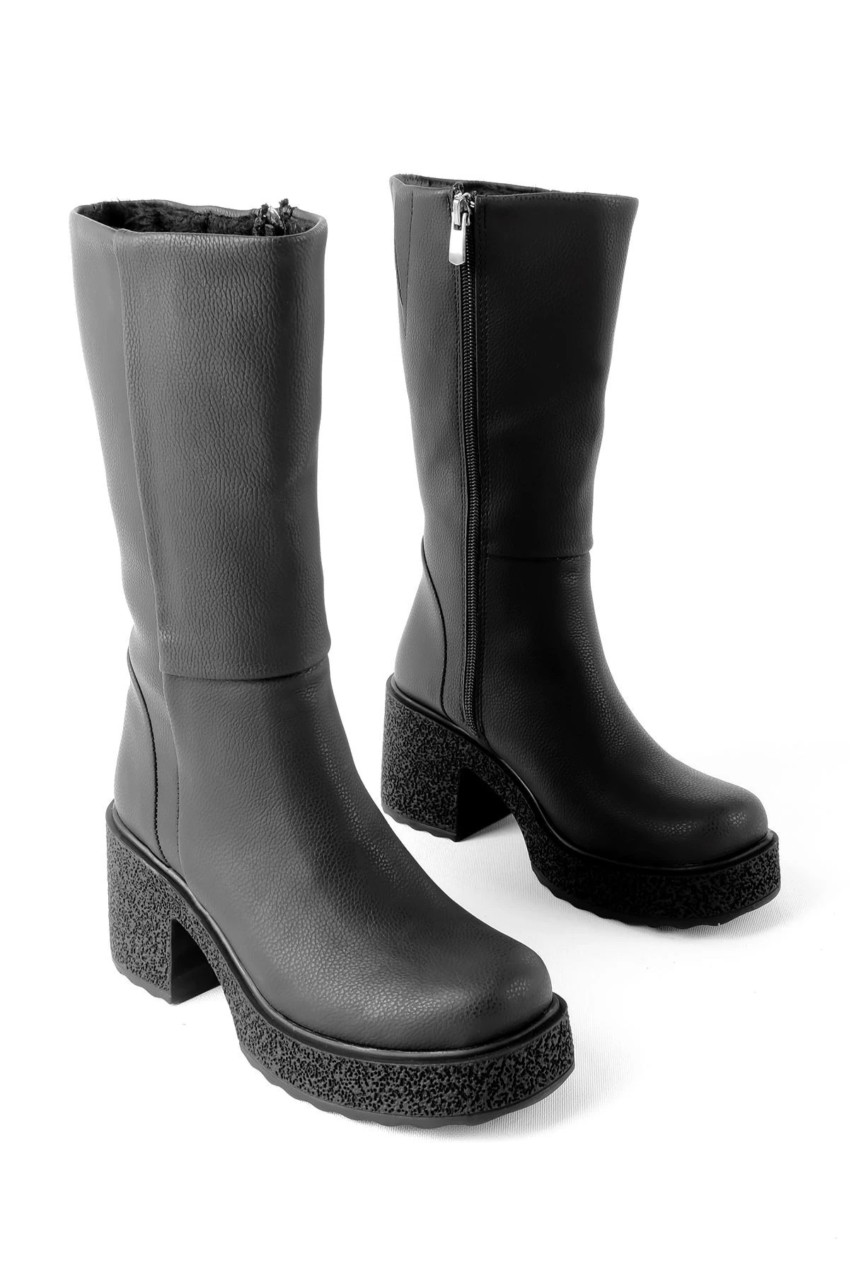 Amaya Kadın Yüksek Tabanlı Fermuarlı Topuklu Çizme