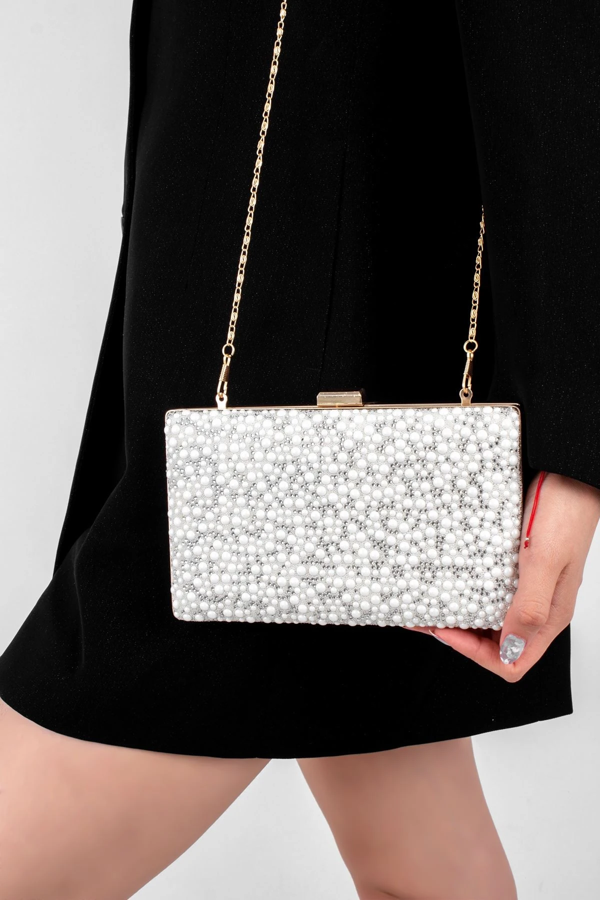 Kadın Abiye Çanta Kare İnciili