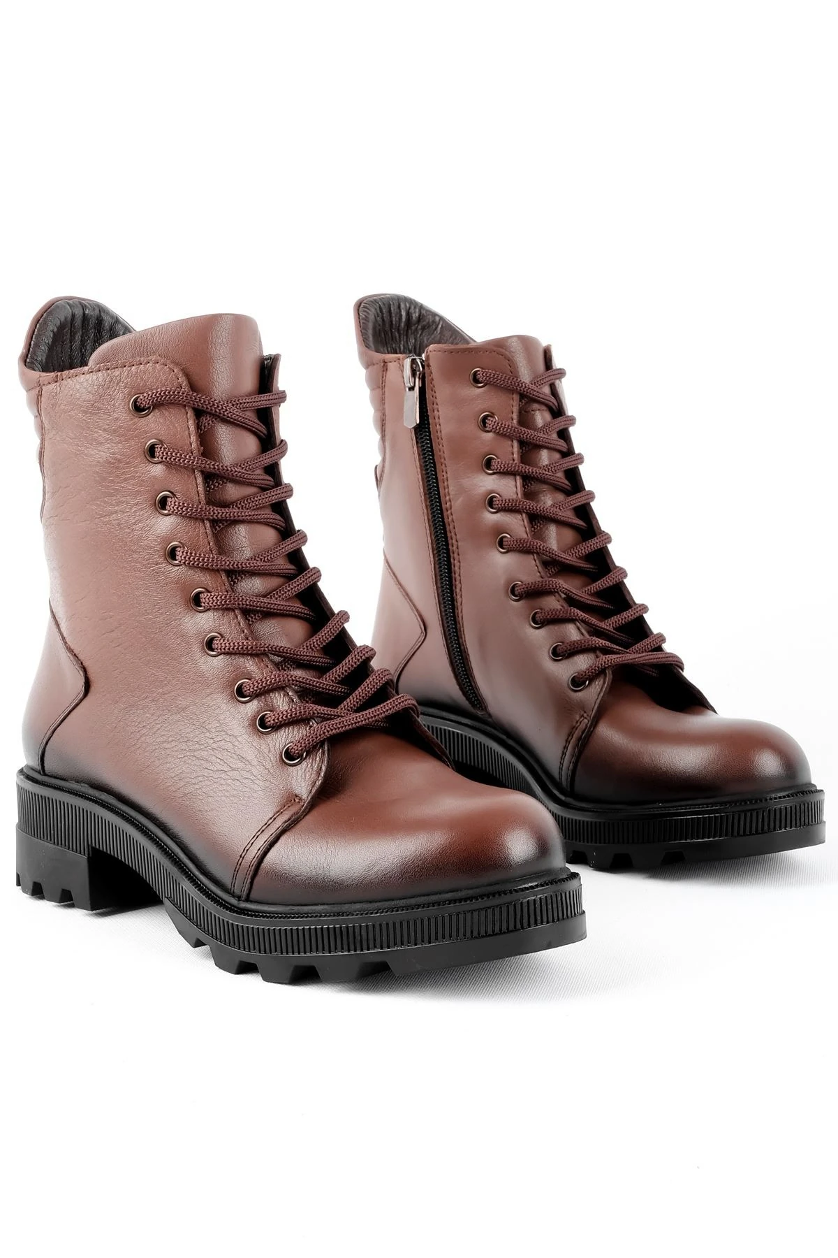 Soldier Bağcıklı Kadın Hakiki Deri Postal B3399 - Taba