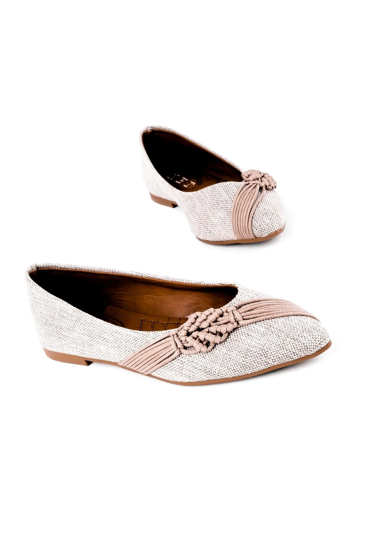 Modi Kadın Önü Örgü İp Detaylı Babet