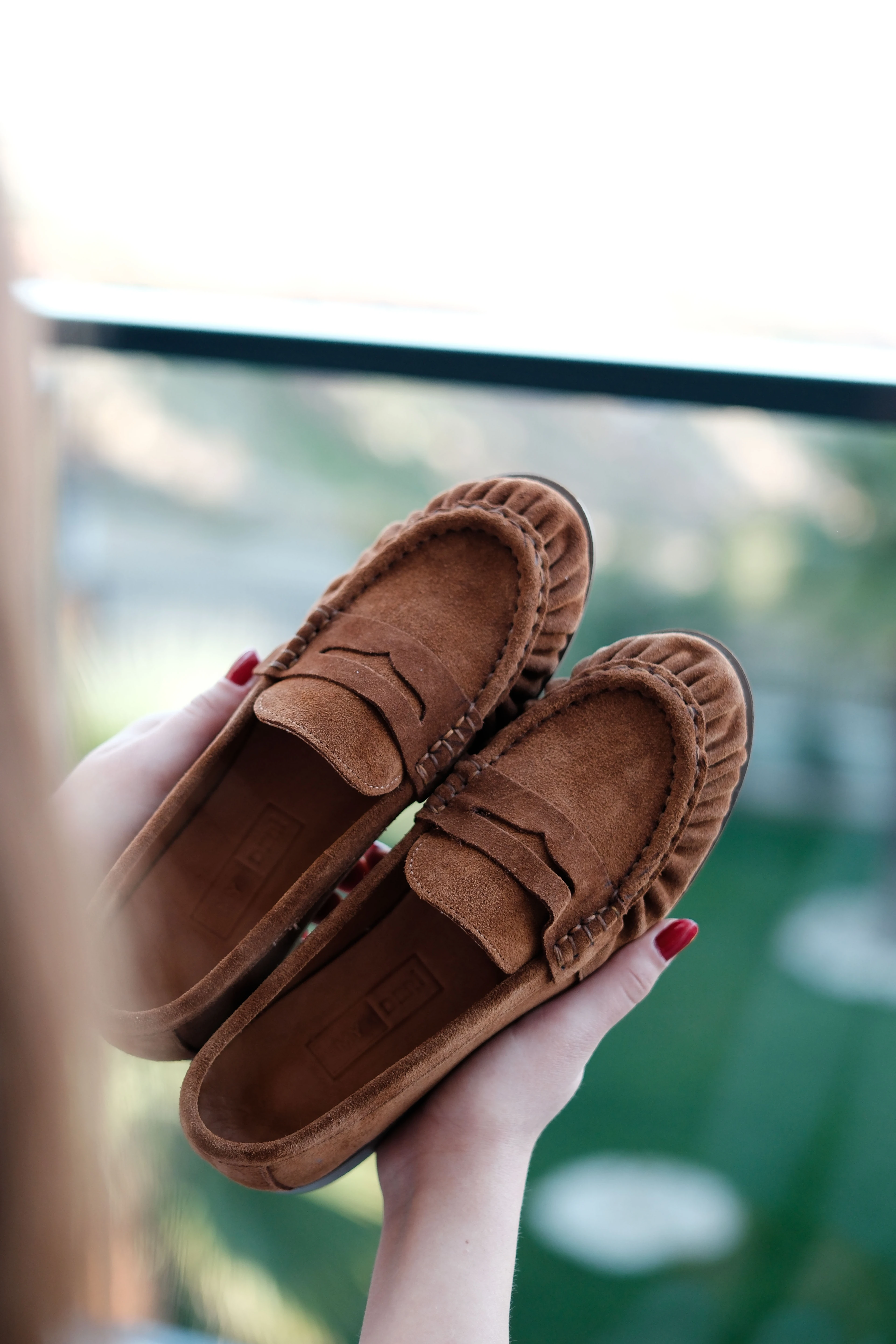 Alisa Kadın Hakiki Deri Dikiş Detaylı Nubuk Babet Ayakkabı b4227 - Taba