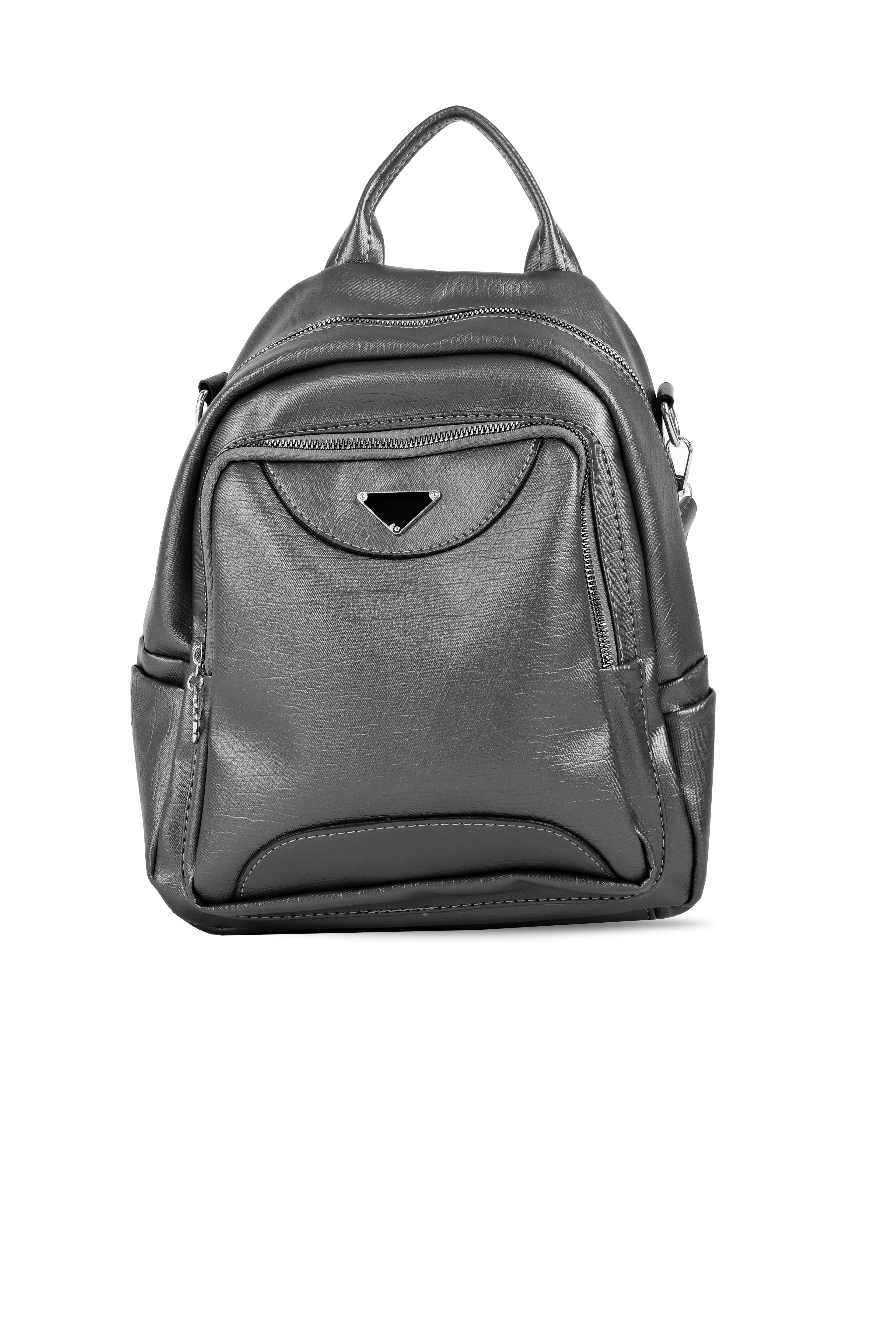 Kadın Önünden Gözlü Üçgen Metal Detaylı Sırt Çantası 2885