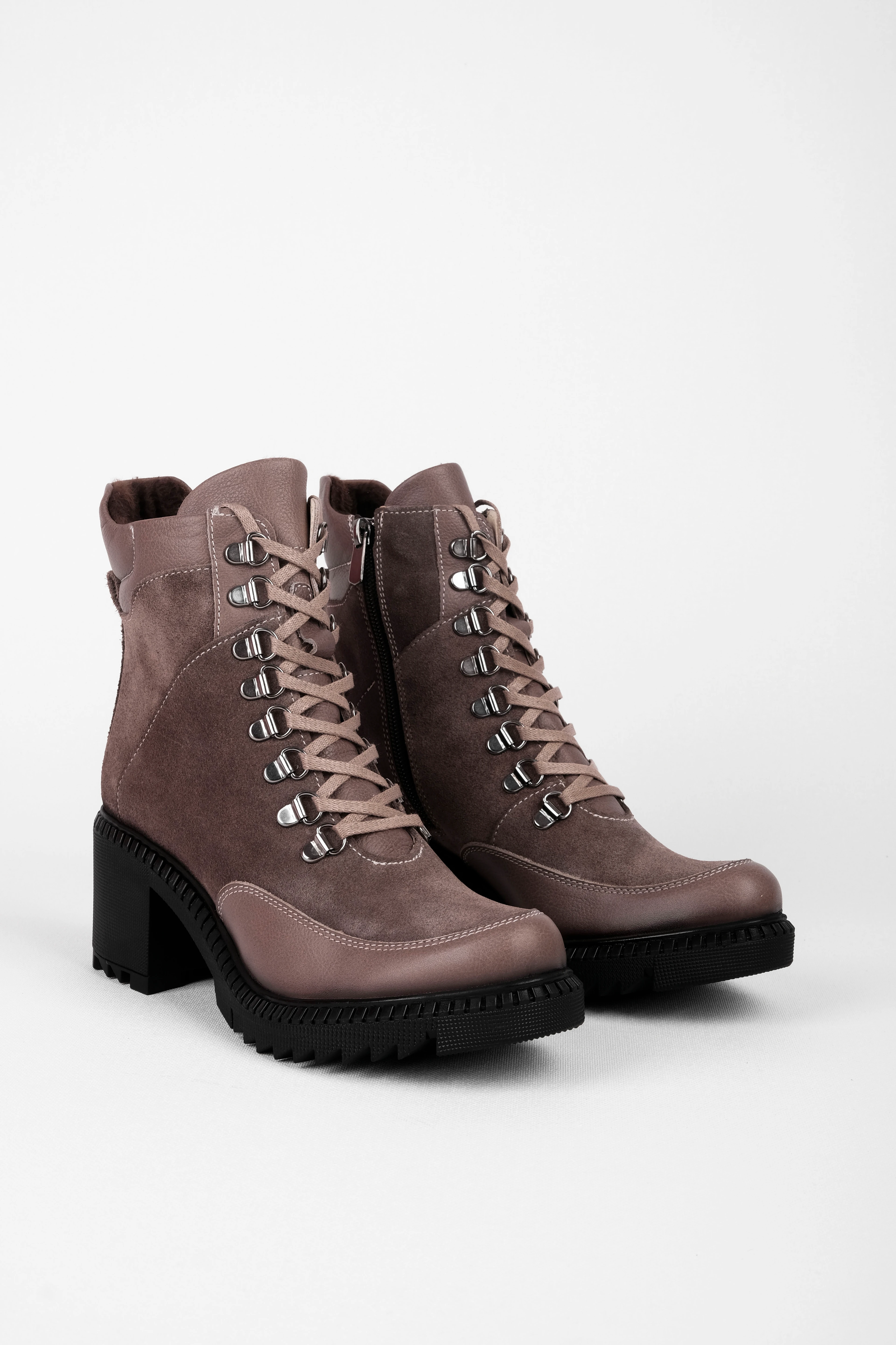 Balder Kadın Hakiki deri Bağcık Detaylı Fermuarlı Topuklu Postal(B4156)