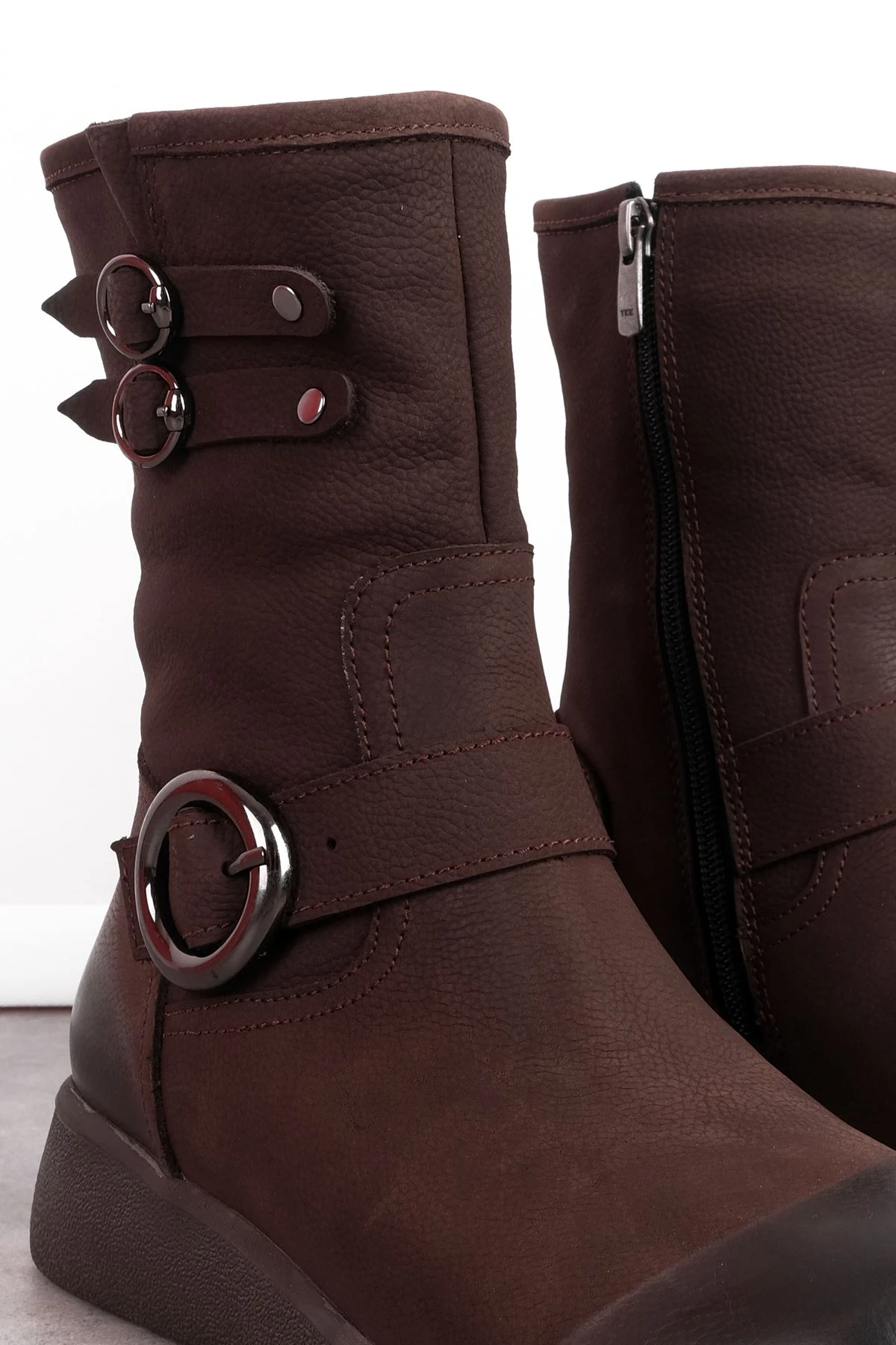 Thor Kadın Hakiki Deri Kemer Toka Detaylı Fermuarlı Bot B4151