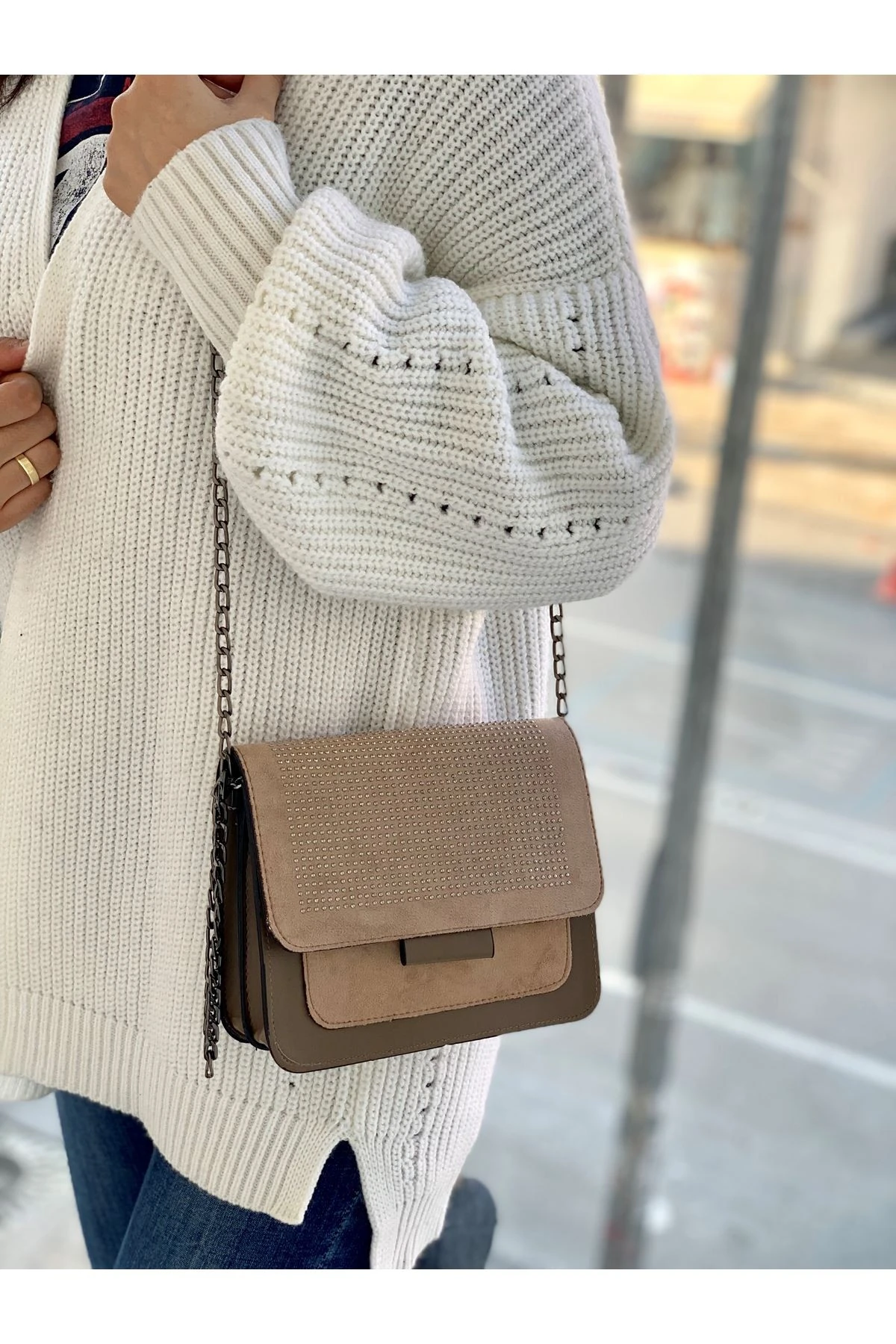 taşlı çapraz çanta