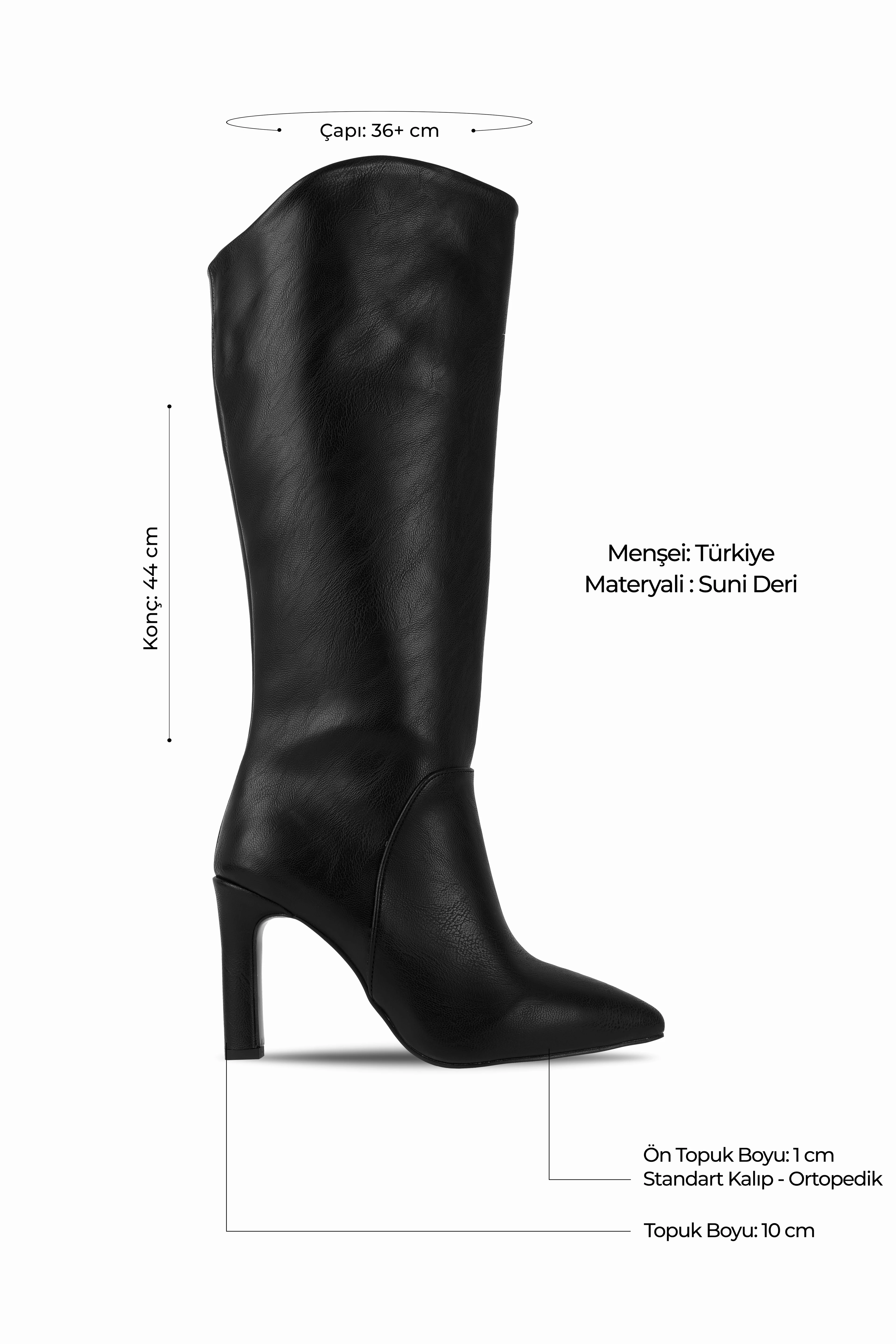 Raın Kadın Sivri Burun Topuklu Çizme(4182) - SİYAH
