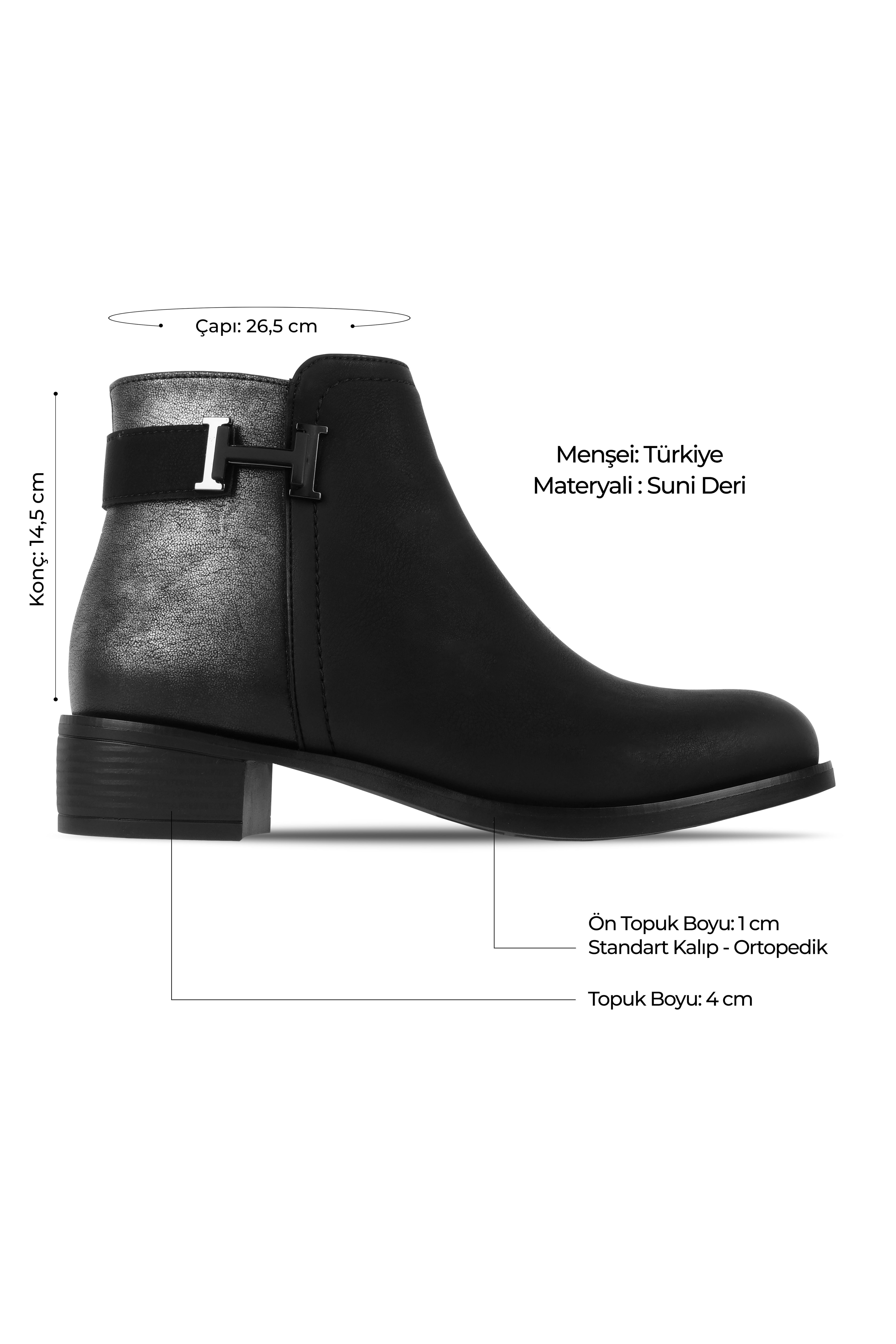 Moni Kadın Yandan Metal Detaylı Fermuarlı Bot B4138 - SİYAH