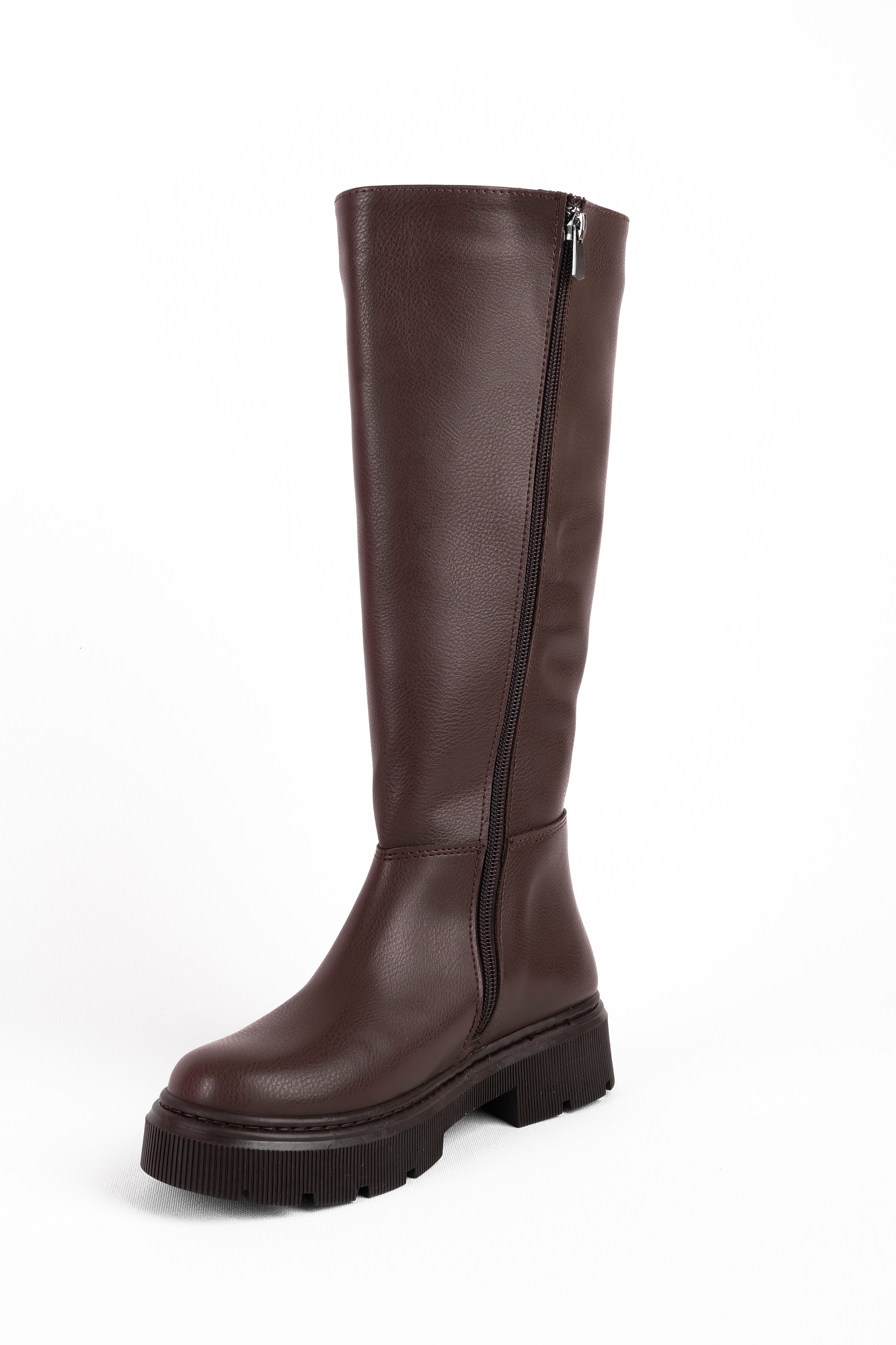 Stood Kadın Kalın Tabanlı Dikiş Detaylı Çizme b4255 - KAHVERENGİ