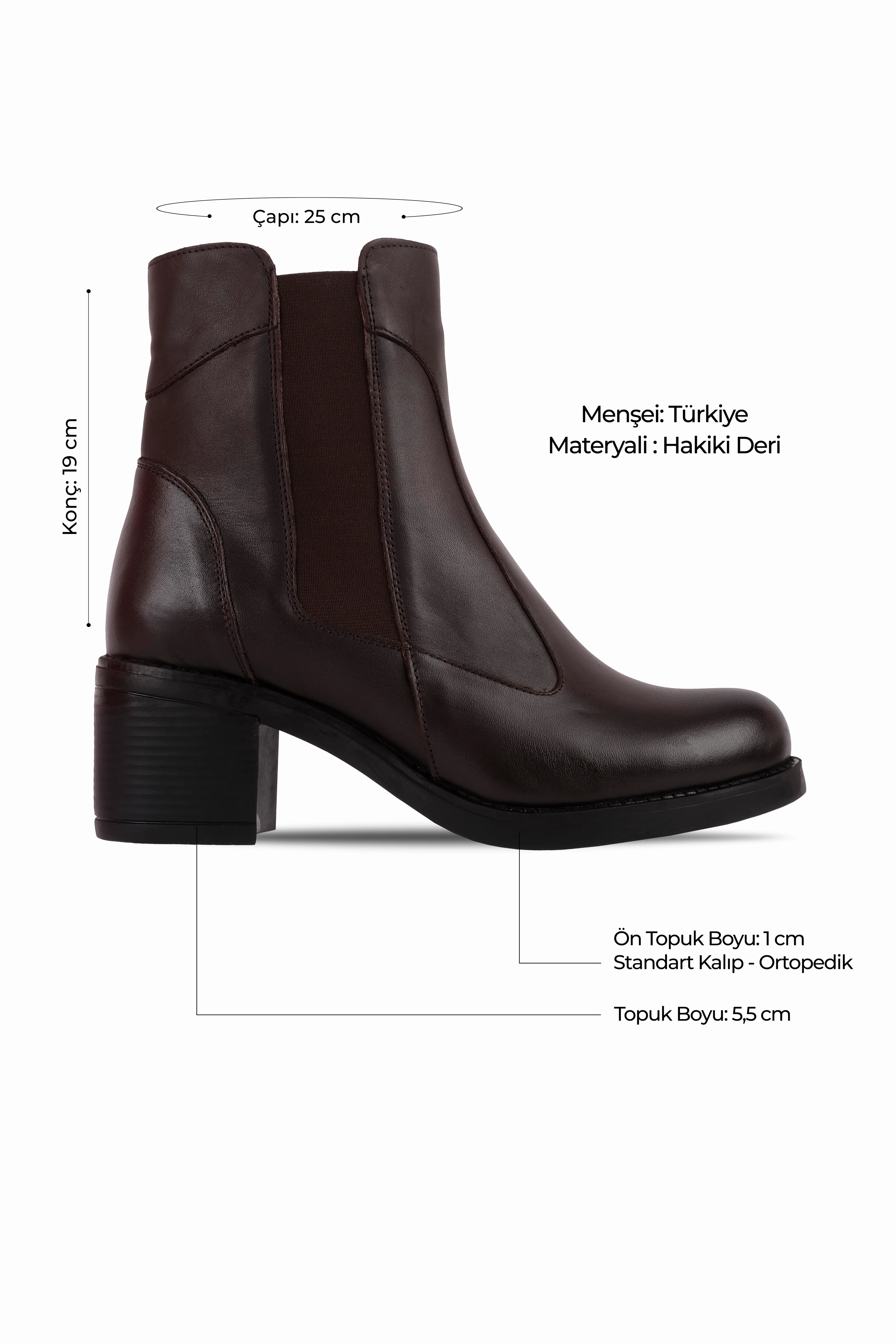 Same Kadın Hakiki Deri Dikişli Lastik Detaylı Topuklu Bot b4248