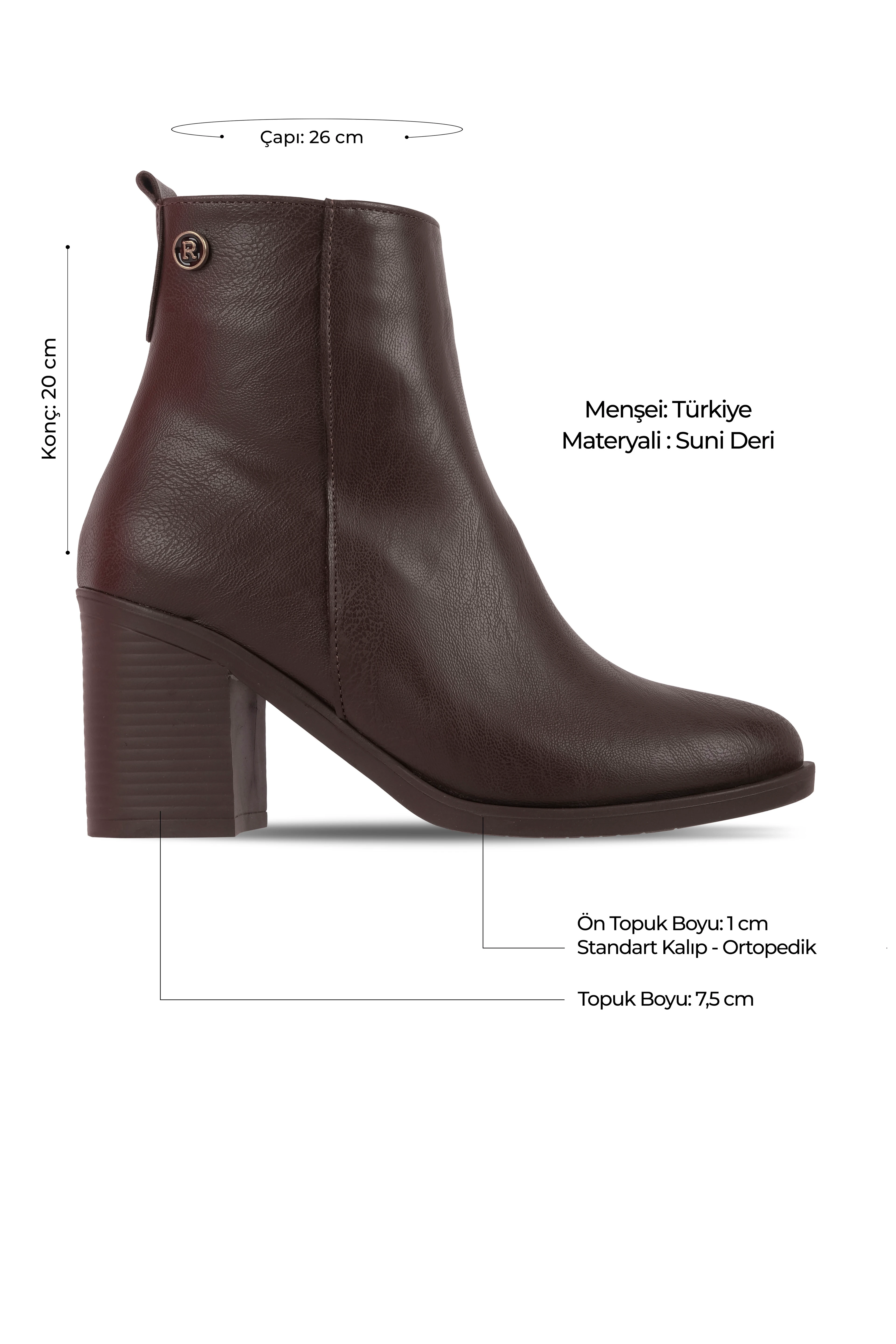 Apart Kadın Yumurta Burunlu Fermuarlı Topuklu Bot b4203