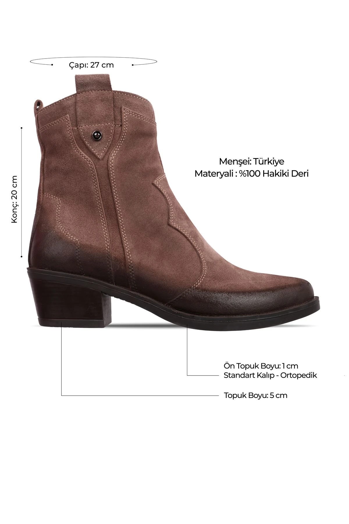 Catalina Kadın Hakiki Deri Dikiş Detaylı Kovboy Bot b4152 - K.VİZYON